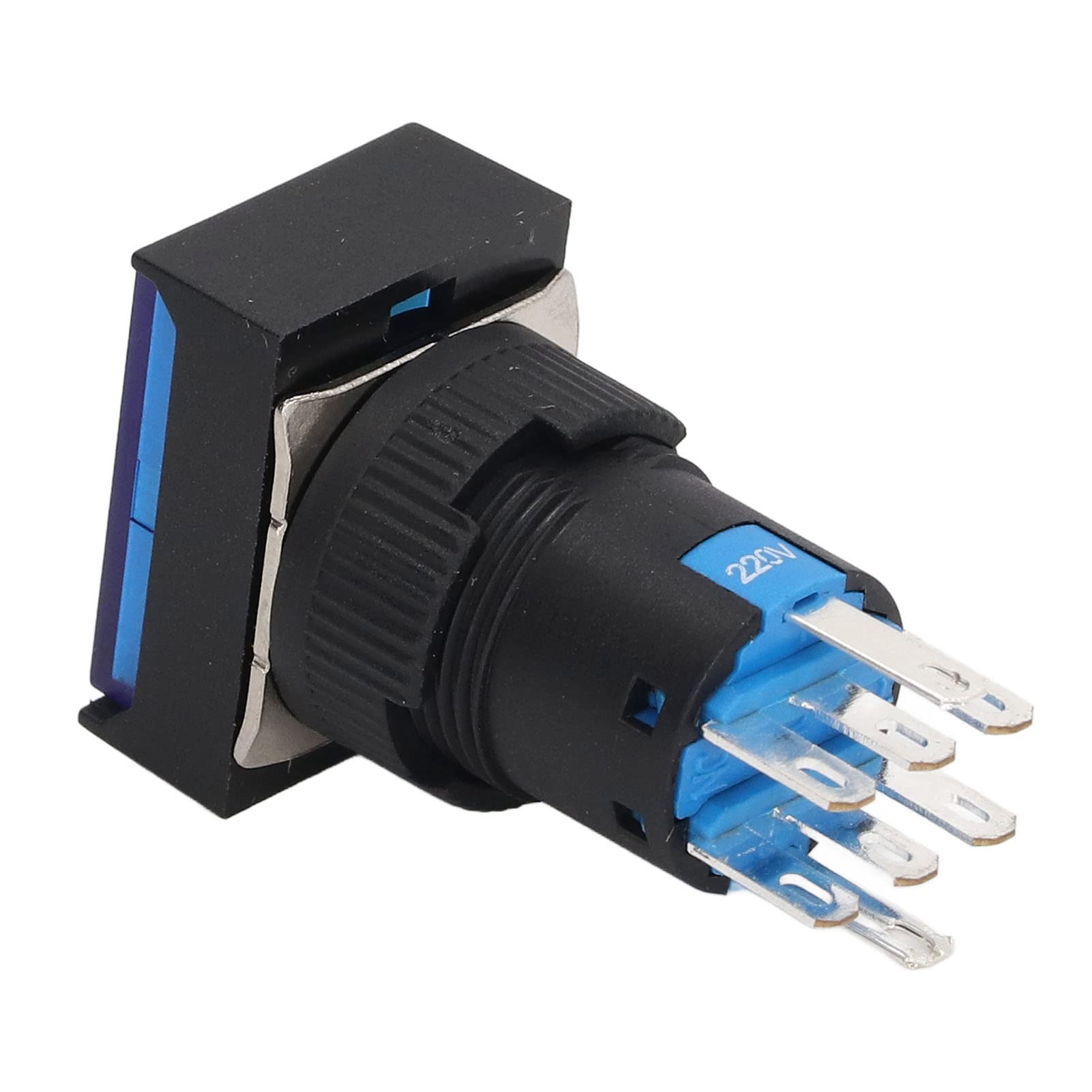 Ausla Interruptor de Botón, Interruptor de Botón Pequeño ABS 220 V 5 A con Luz Indicadora Diseño de Bloqueo Automático 25 Piezas para Control Industrial Uso de relé de Motor de Electrodomésticos