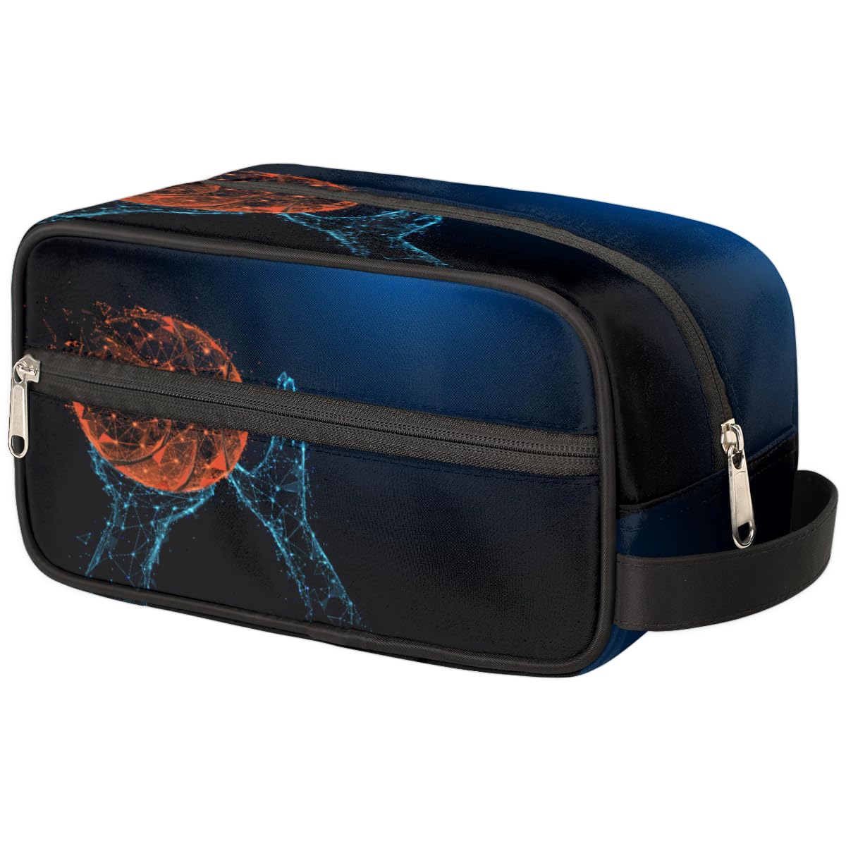 TropicalLife Bolsa de maquillaje abstracta de mano de baloncesto para mujeres, hombres, niños, niñas, niños, bolsa de lavado de baloncesto, bolsa de aseo de viaje, artículos de tocador, organizador de cosméticos,