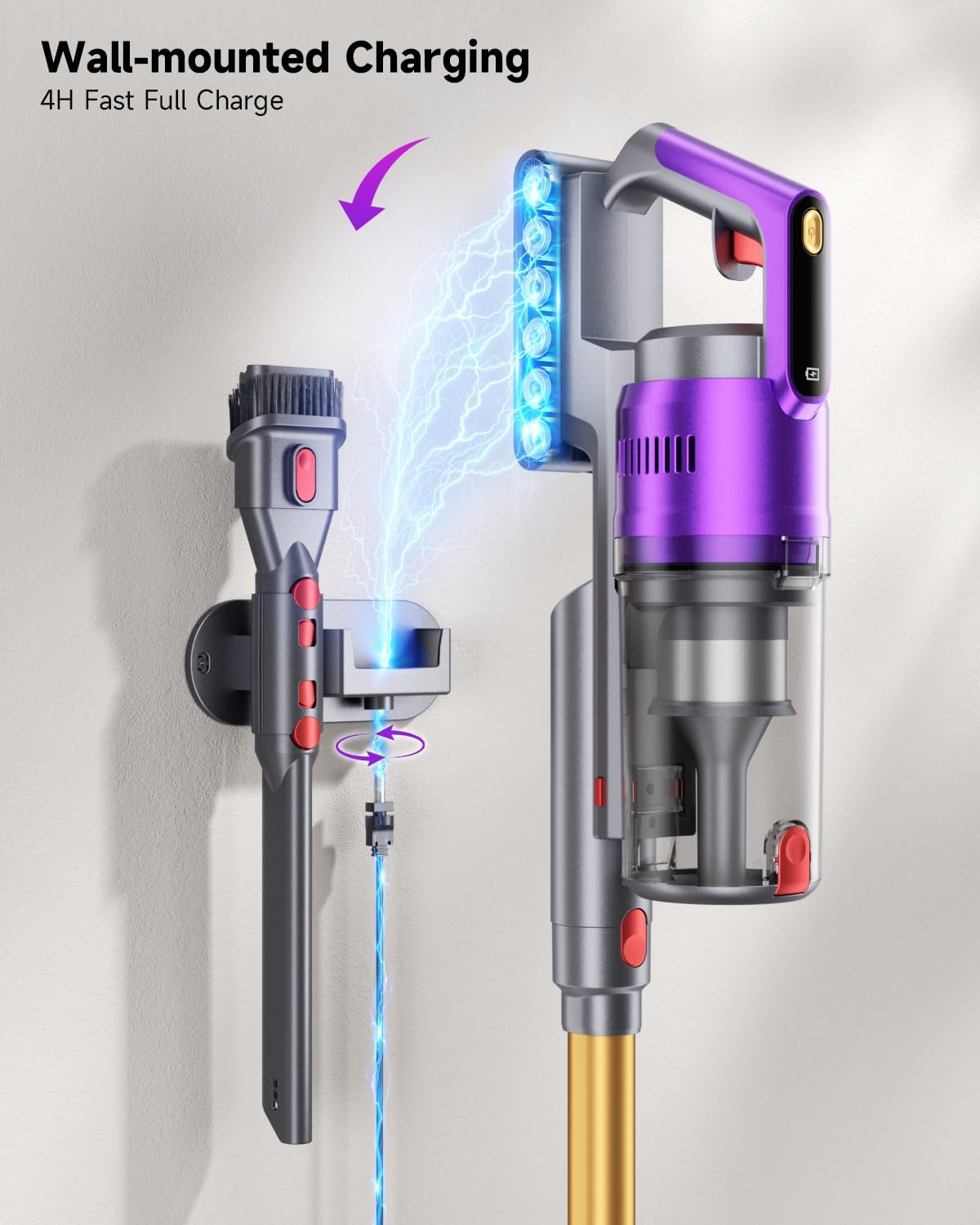 Cordless Vacuum Cleaner 680W 55kPa Vacuum Cleaners for Home Up to 75Mins, Cordless Rechargeable Vacuum Cleaner Anti-Tangled Vacuum Cleaner 1.8L for Hardwood Floor,Carpets,Pet Hair Nova G8