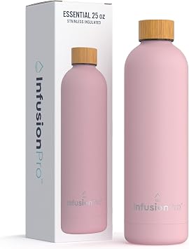 Infusion Pro Water Bottle Vacuum Insulated 25 oz Stainless Steel Standard Mouth Cold or Hot for Hours, No Condensation Cute, Pretty, Unique Gift Idea