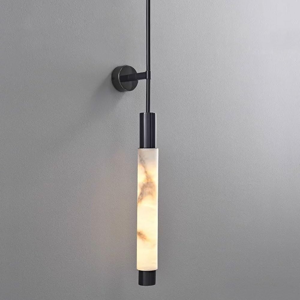 JISHUBO LED Light Source Alabaster Wall Light, Modern Industrial Style Wall Lamp, Hardwired Indoor Wall Sconce, Bedroom Living Room Corridor Wall Mounted Lighting Fixtures