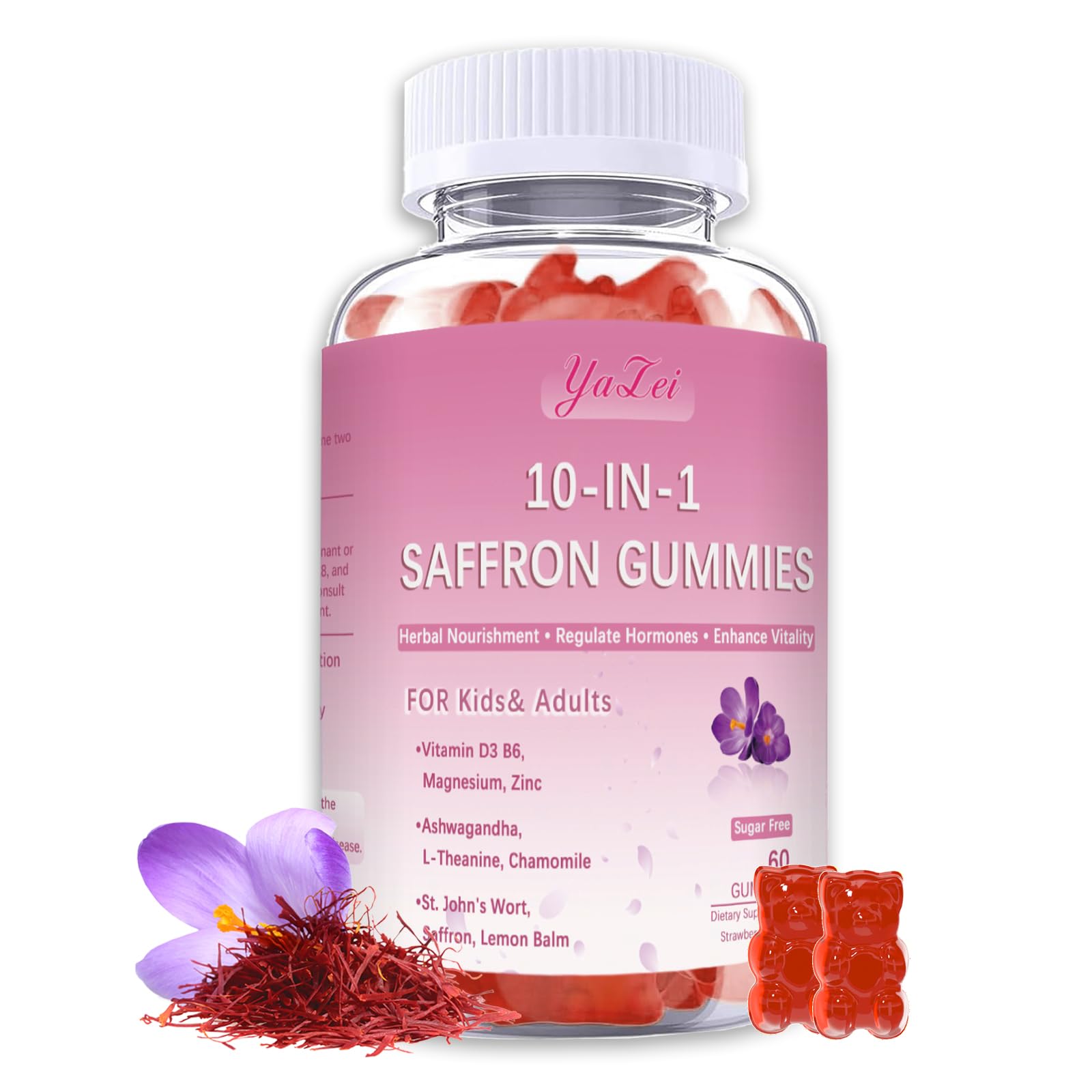 Saffron Supplements Gummies for Kids & Adults,Sugar Free,