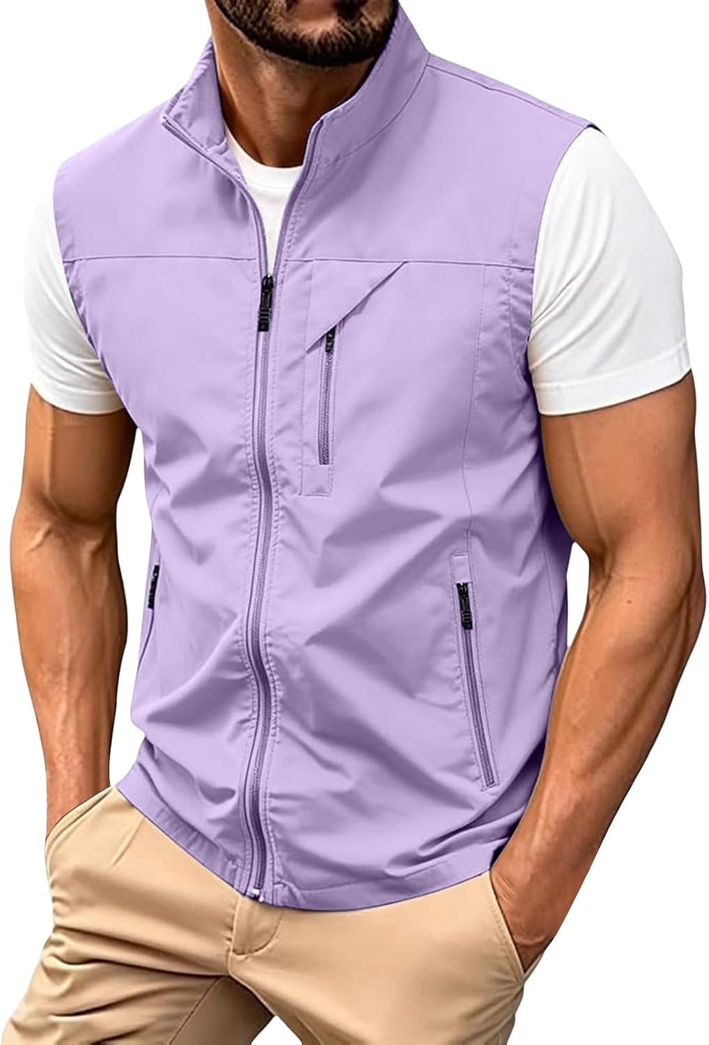 Shunking Jacket Vest for Men Zip Up Sleeveless Shirt Mens | Hiking On Open Trails,Uv Protection Daily Wear,Summer Camping,Cycling,Beach Volleyball,Outdoor Work,Park Picnics,Fishing