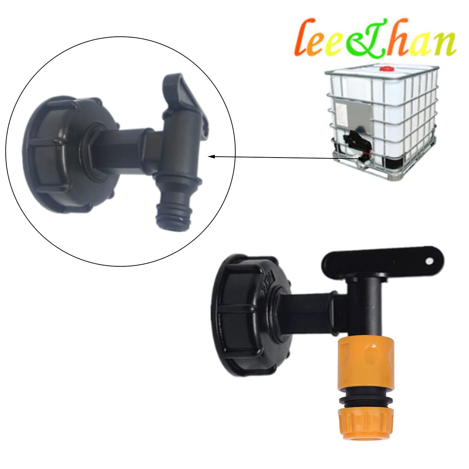 Rubinetto Di Scarico Per IBC 1000L, Ottone 1/2 Pollice, Con Adattatore S60x6 E Guarnizioni - 3