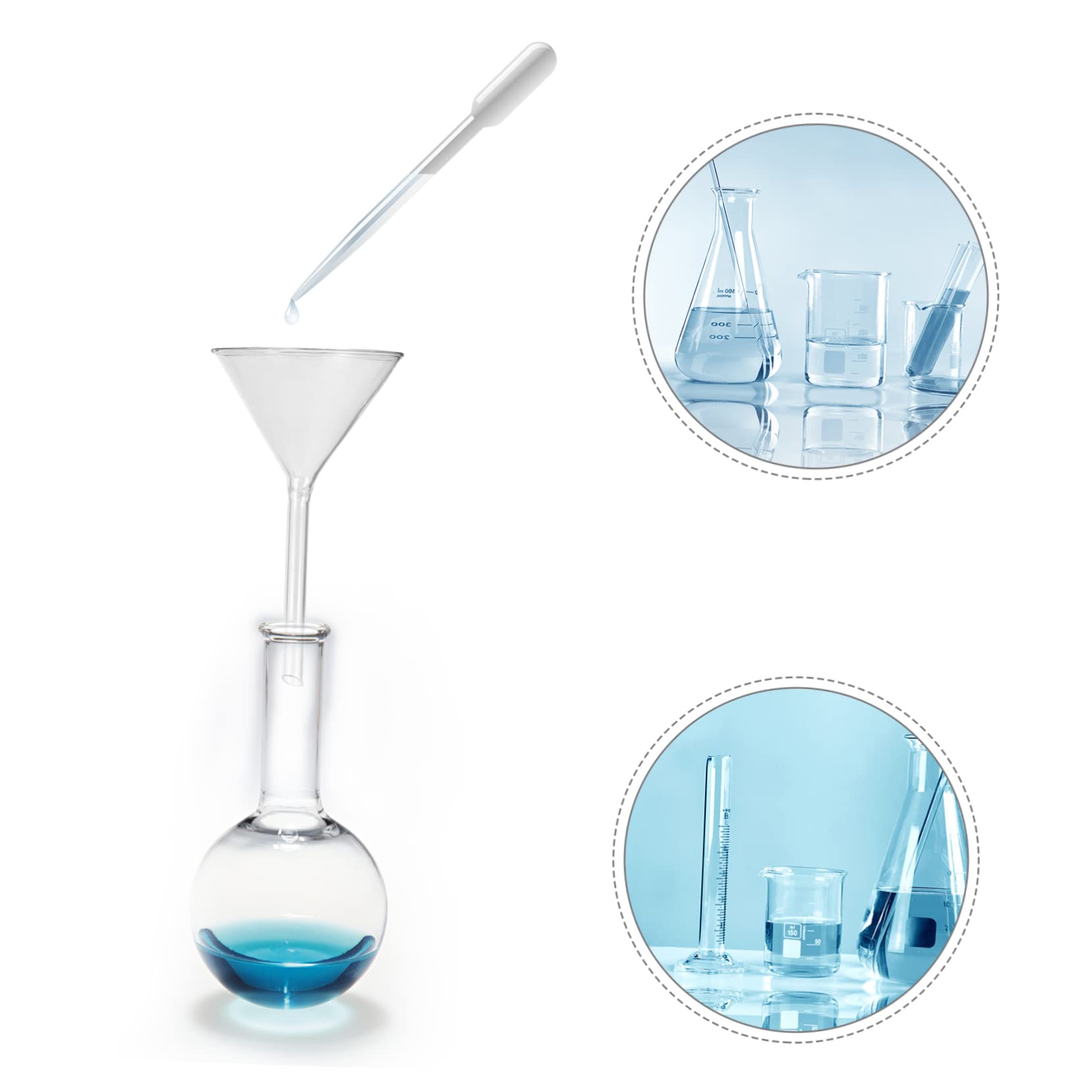Cabilock Set di 4 Imbuto in Vetro da Laboratorio, Resistente Agli Shock Termici e Chimici, per Travasare Liquidi in Piccole Bottiglie, Riutilizzabile