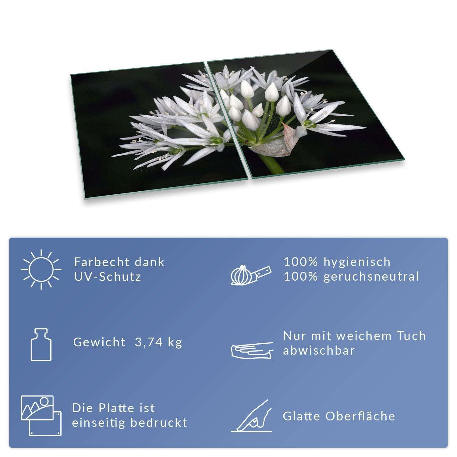Placa para Cubrir la vitrocerámica, 2 Piezas, 2 x 40 x 52, diseño de Flores, Color Blanco, para inducción