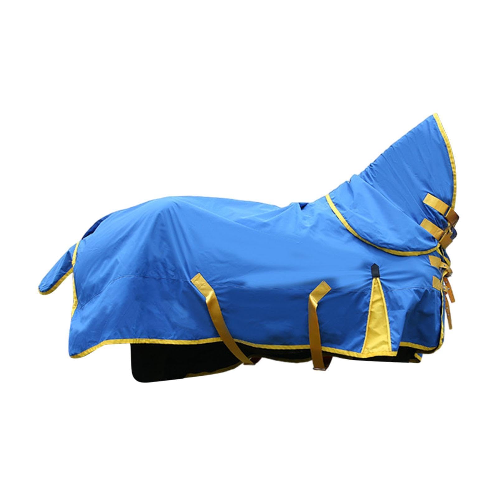 Manta Impermeable para Caballos, Manta Protectora Impermeable para Caballos, Tejido de Poliéster Transpirable con Hebillas Cruzadas Y Collar Extraíble