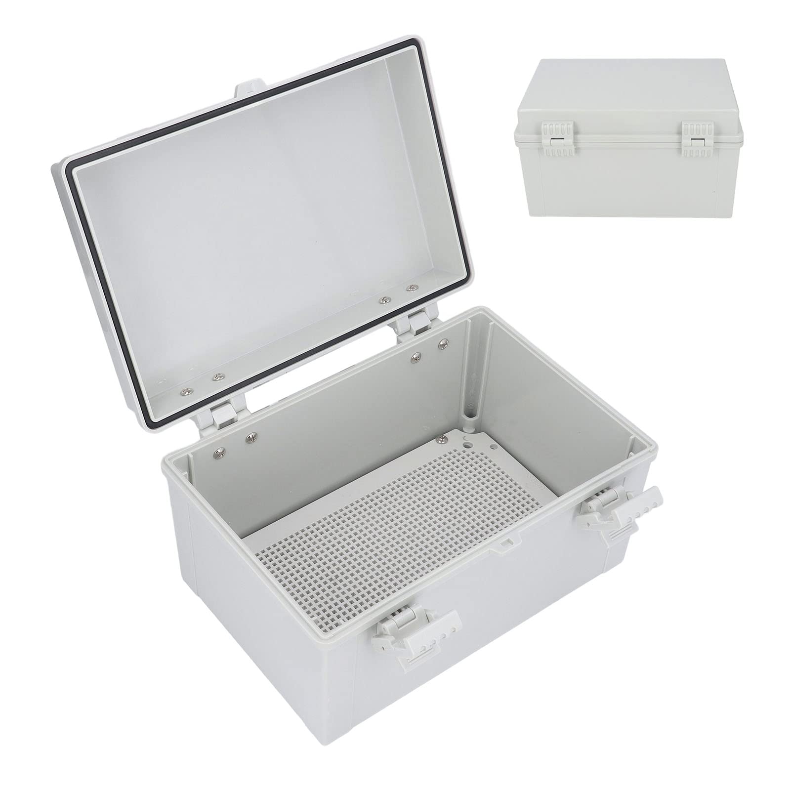 Graue Klappabdeckung für Elektro-Verteilerkasten, IP67 wasserdichter Projektbox, wasserdichte ABS-Gehäuse mit leicht zu öffnenden Clips für Outdoor-DIY-Elektronik und Garten