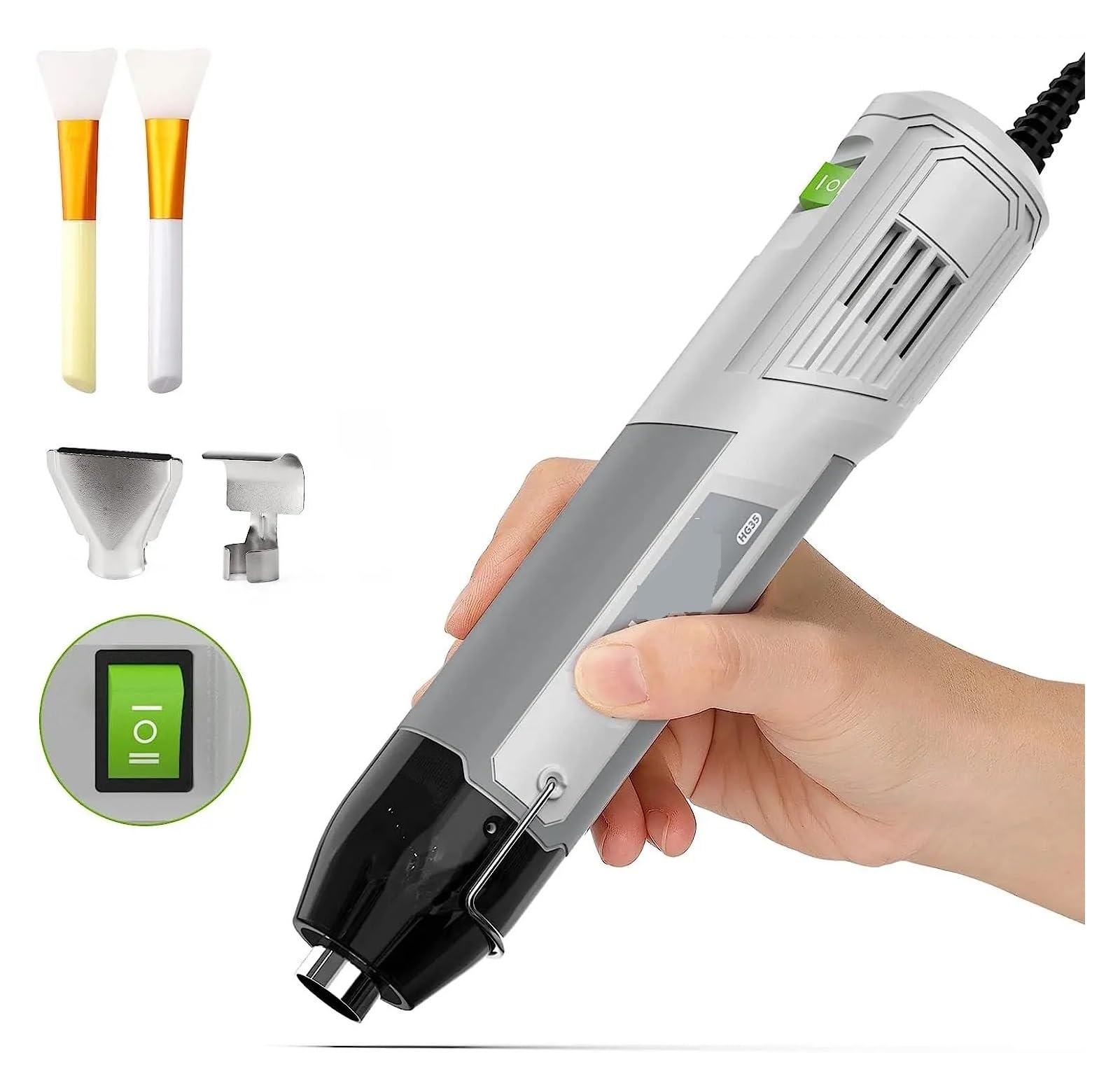 Pistolet Thermique 350W, Outil Électrique, À Air Chaud, De Température Avec Siège Support, Bricolage En Plastique Rétractable Moteur Haute Performance
