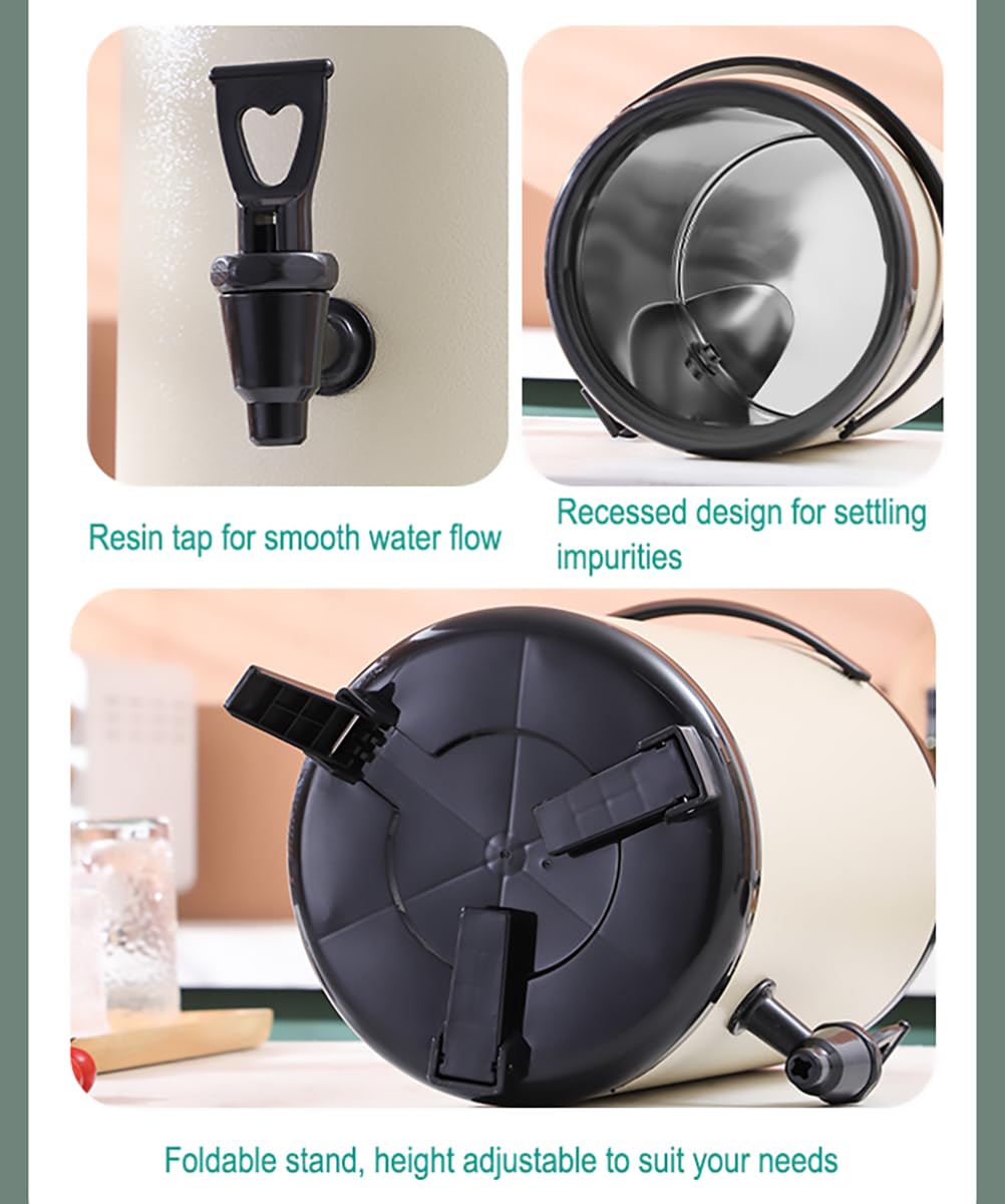Distributore di Bevande in Acciaio Inox Isolato con barile – Distributore di Bevande da 6L/10L/14L/18L/20L con Rubinetto per Acqua Calda, tè, caffè, Latte Freddo, Succo (Nero, 10L) To Pursue