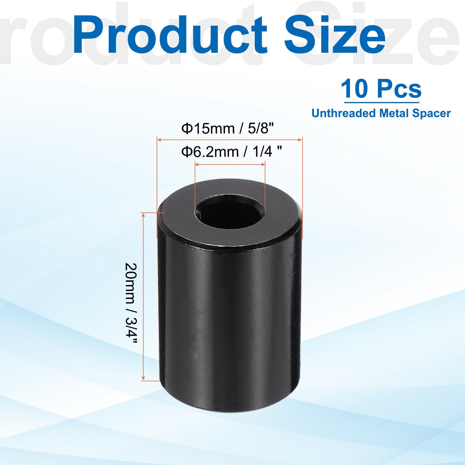 PATIKIL 10pcs M6 Aluminium Spacers, 1/4" ID x 5/8" OD Round Standoff Spacer - Image 2