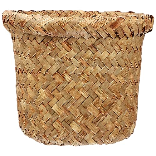 Caneca de basura pequeña trenzada de ratán para baño y cocina miniatura 3