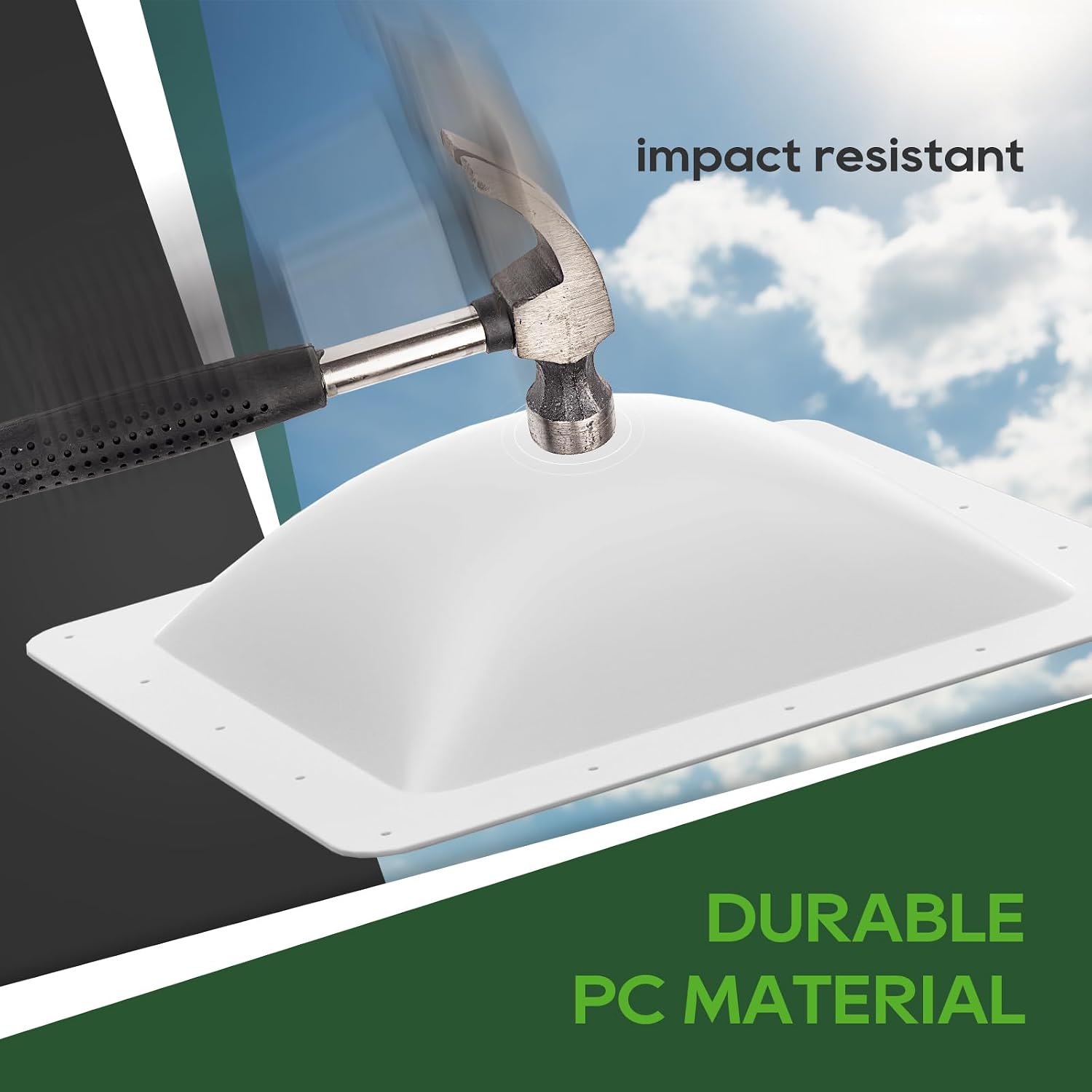 RVGUARD RV Skylight Replacement, 18" x 18" Outer Dimension Skylight Fits All Standard 14" x 14" Openings, RV Skylight for Camper Trailer Fifth Wheel Truck, UV Resistant, Impact Resistant, White