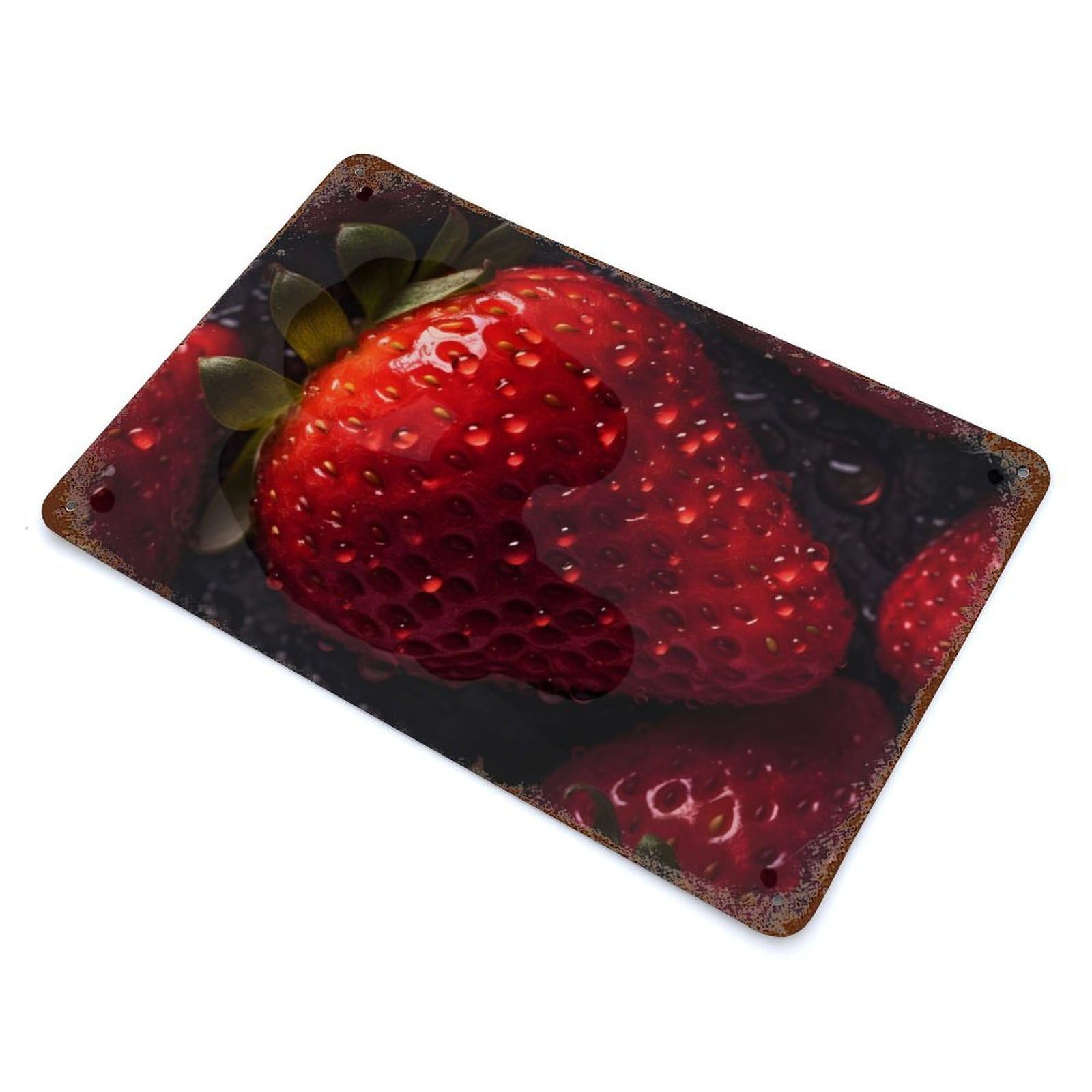 Garage Style Juicy Strawberry Vintage Rust Metal Sign 11.8"x7.9", Shabby Chic Decor for Bar And Workshop