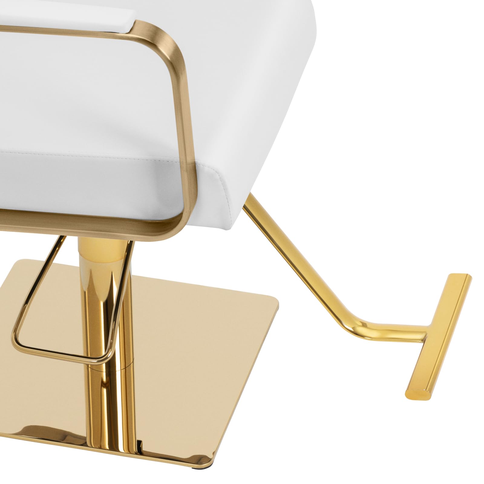 physa Poltrona da parrucchiere con poggiapiedi 50-66 cm, 200 kg Bianco, oro Poltrona da parrucchiere Sedia da parrucchiere Poltrone per parrucchieri