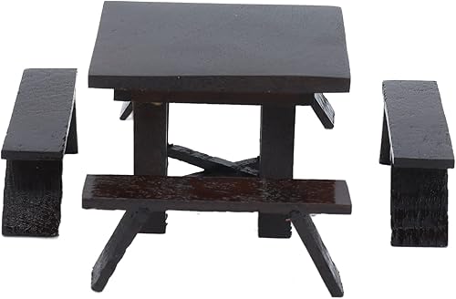 Miniatura 8 de Dilwe Juego de mesa de madera para casa de muñecas, 1:12, mesa de comedor en miniatura, muebles, decoración de casa de muñecas, accesorios de regalo