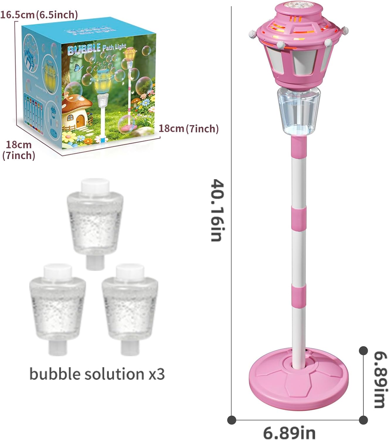 BBnote Street Lamp Bubble Machine with Light & Music, Rechargeable Outdoor Summer Bubbles Toys for Kids & Adults, Bubble Blower and Wand Toy, Birthday Christmas Party Gifts for Toddlers Teens