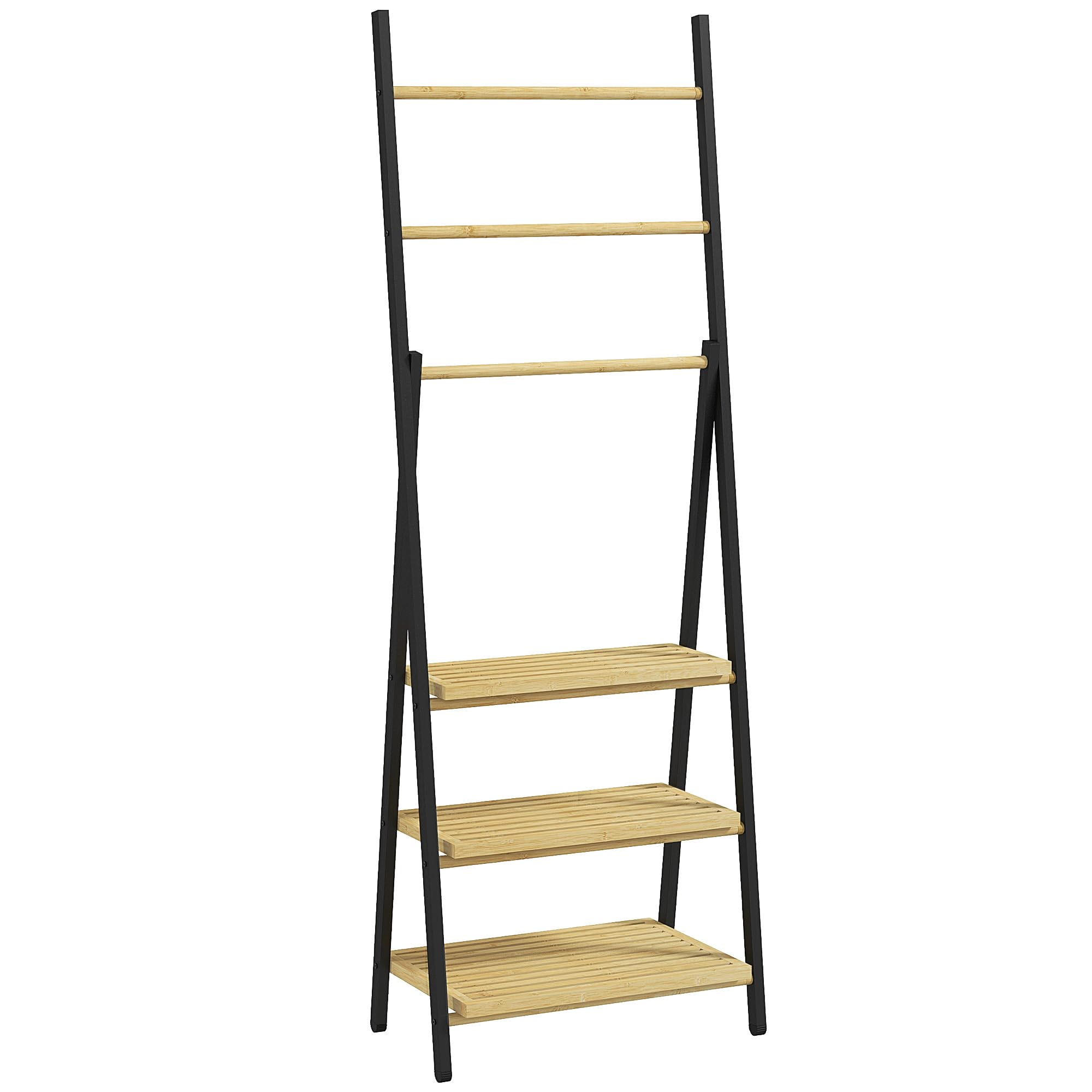 Porte-serviettes 3 barres avec étagère en bambou finition naturel Homcom | Maisons du Monde
