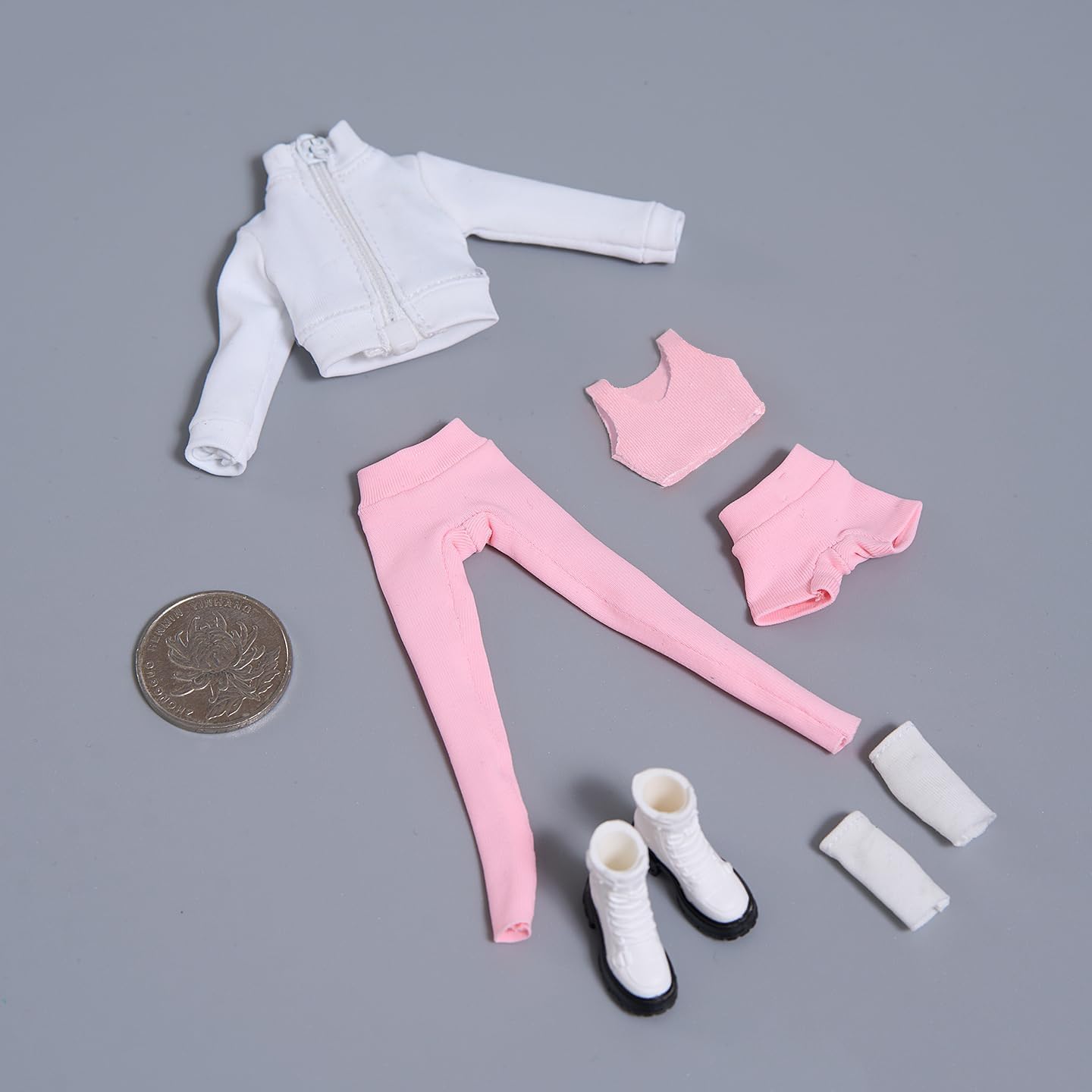 Fremego 1/12 Scale Female Clothes,Female Coat Vest Pant Shorts and Shoes Elastic Casual Sportswear Clothing Suit for 6inch PH TBL JO Worldbox Action Figure Body (Blue)