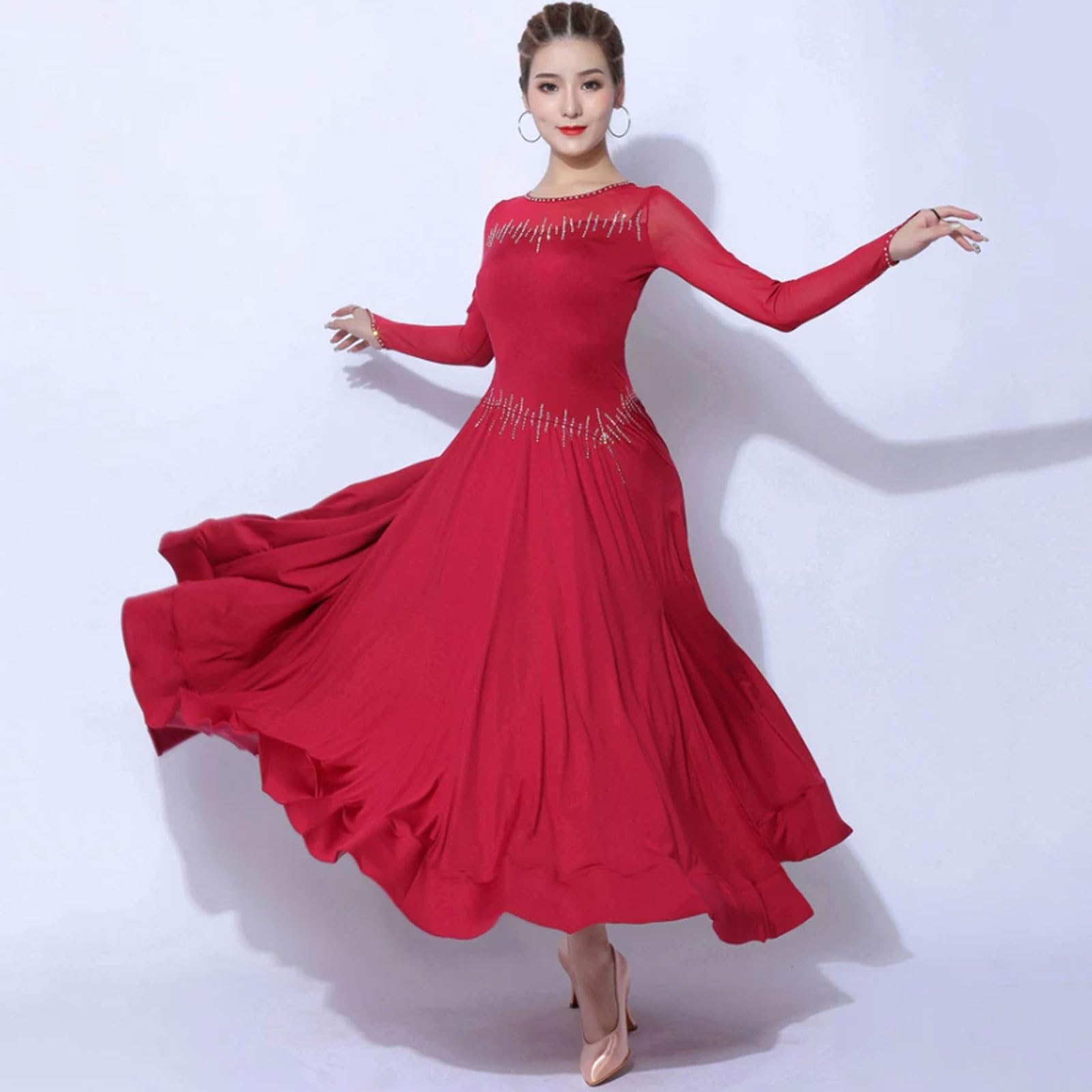 Abbigliamento Flamenco Salsa Costumi Balli da Sala Gonna Foxtrot da Donna
