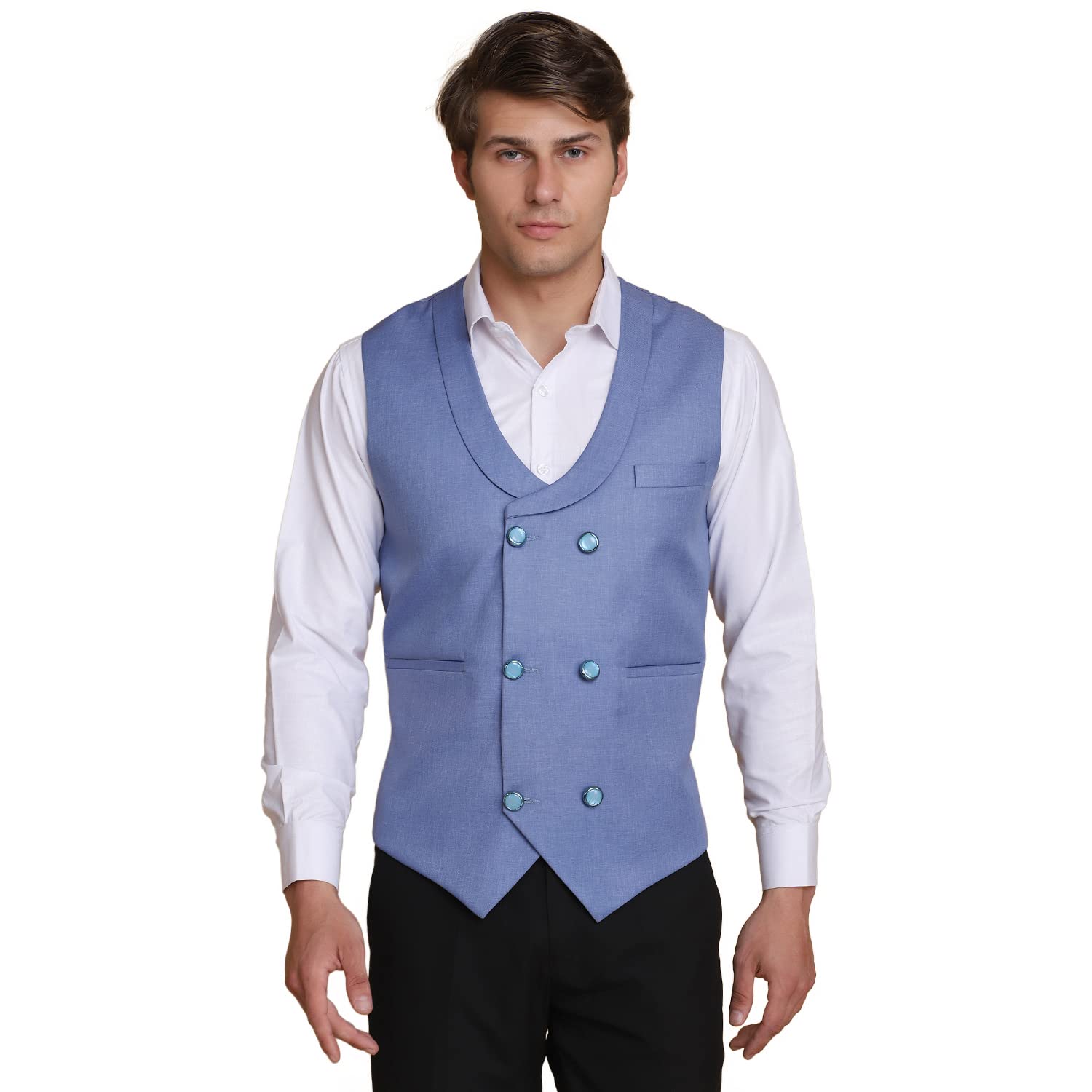 Men's Viscose Double Breasted 6 Buttons Waistcoat for Occasion, Weddings, Party | Formal Business Dress Waistcoat