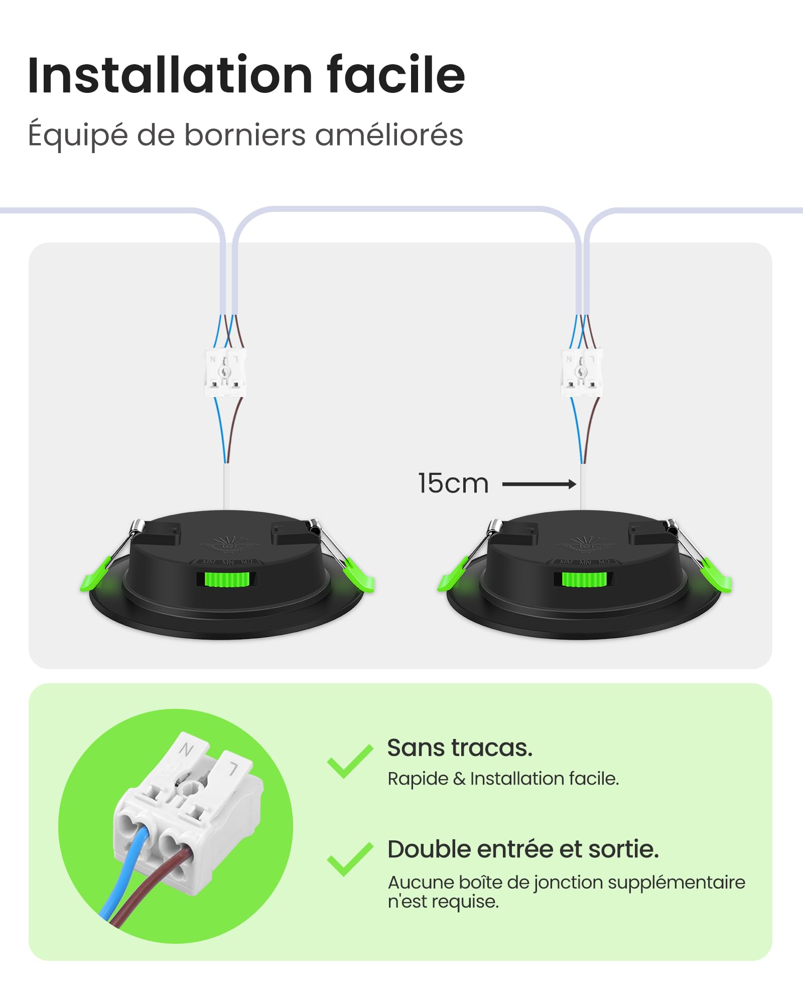 ALUSSO LED Spot Encastrable Extra Plat 7W 510 Lumen Noir Dimmable 3000K-6500K 230V Lot de 12