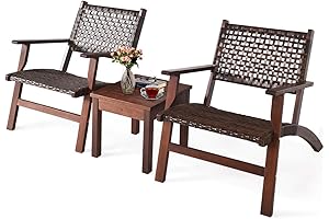 Tangkula 3-Piece Eucalyptus Wood Bistro Set