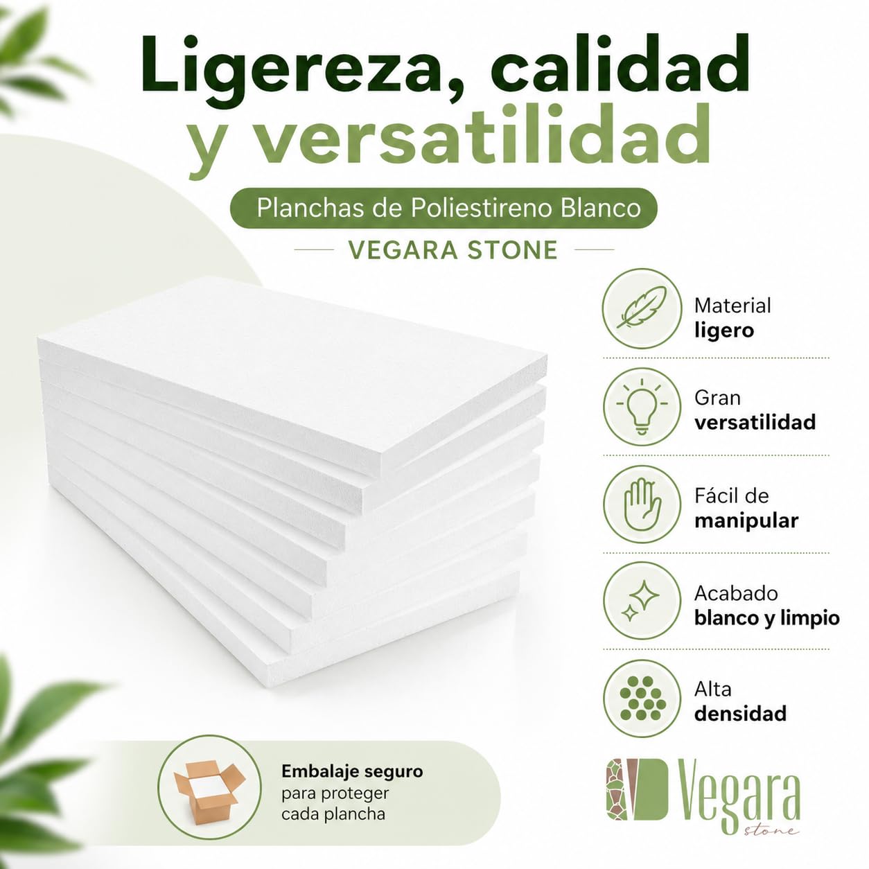 Planchas de Poliestireno Blanco (6 Unidades, 27x37x3 cm) - Laminas Ligeras y Lisas para Manualidades, Fabricadas en España"