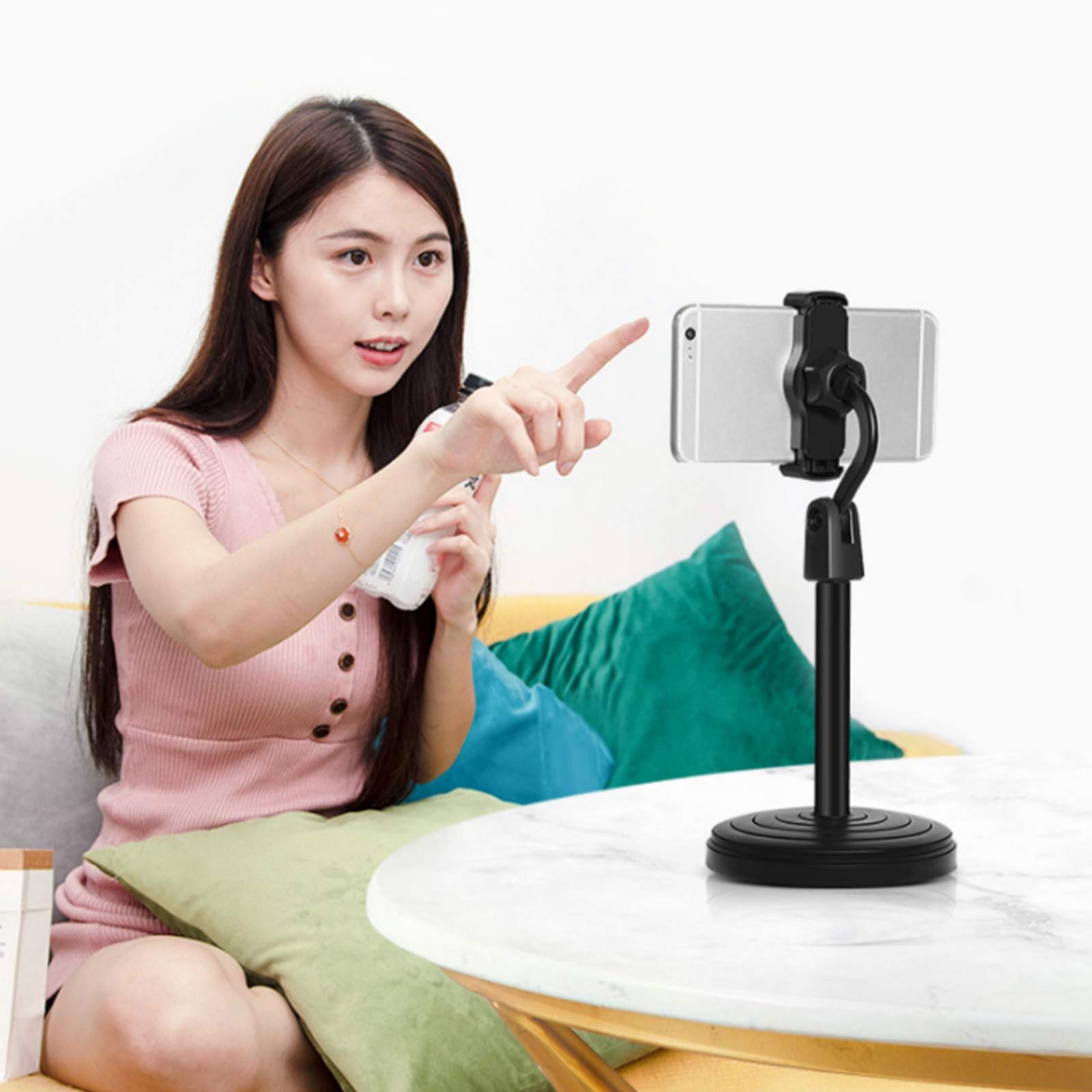 LXLTLB Base Móvil Universal Soporte con Luz de Relleno para Escritorio con Rotación De 360° Adecuado para Transmisión en Vivo por Teléfono Móvil O Tomar Fotos,Ordinary