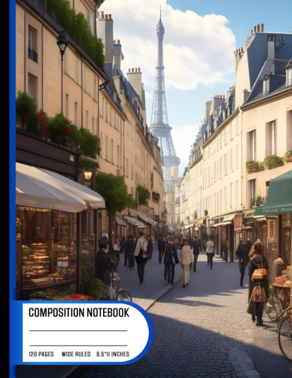 Composition Notebook College Ruled: Detailed 3D Rendering of Rue Cremieux in Paris, Real-Life Colors, Bustling Atmosphere, Size 8.5x11 Inches, 120 Pages