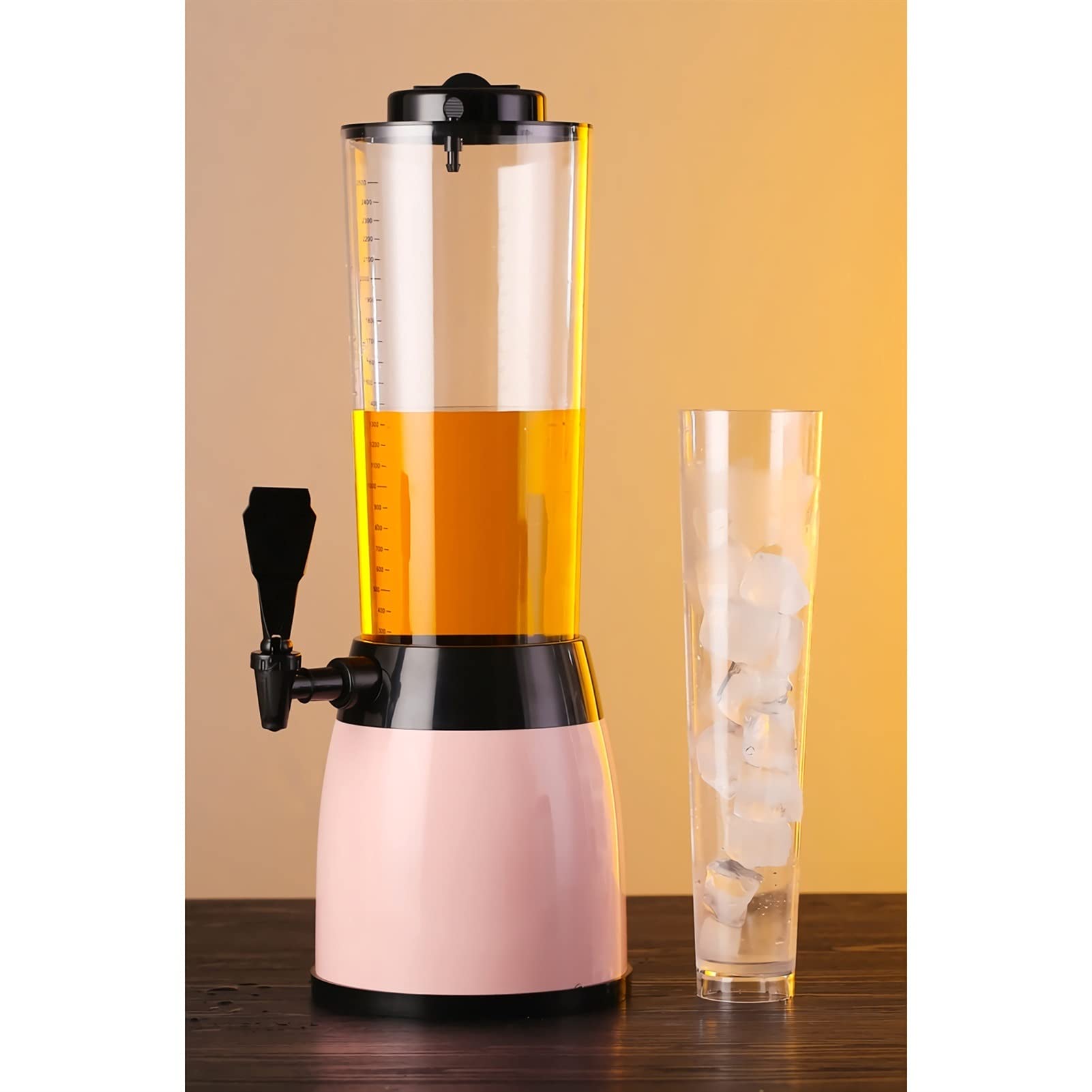 Dispensador de torre de cerveza, dispensador de torre de cerveza con tubo de hielo y grifo, torre de cerveza de barril azul, contenedor de plástico transparente de 2,75 cuartos para dispensador de tor