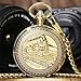 GOHHK Reloj Bolsillo Vintage Clásico Antiguo Oro/Plata/Bronce Tren Steampunk Mecánico Números Romanos Pantalla Coleccionar Colgante para Navidad Regalo cumpleaños