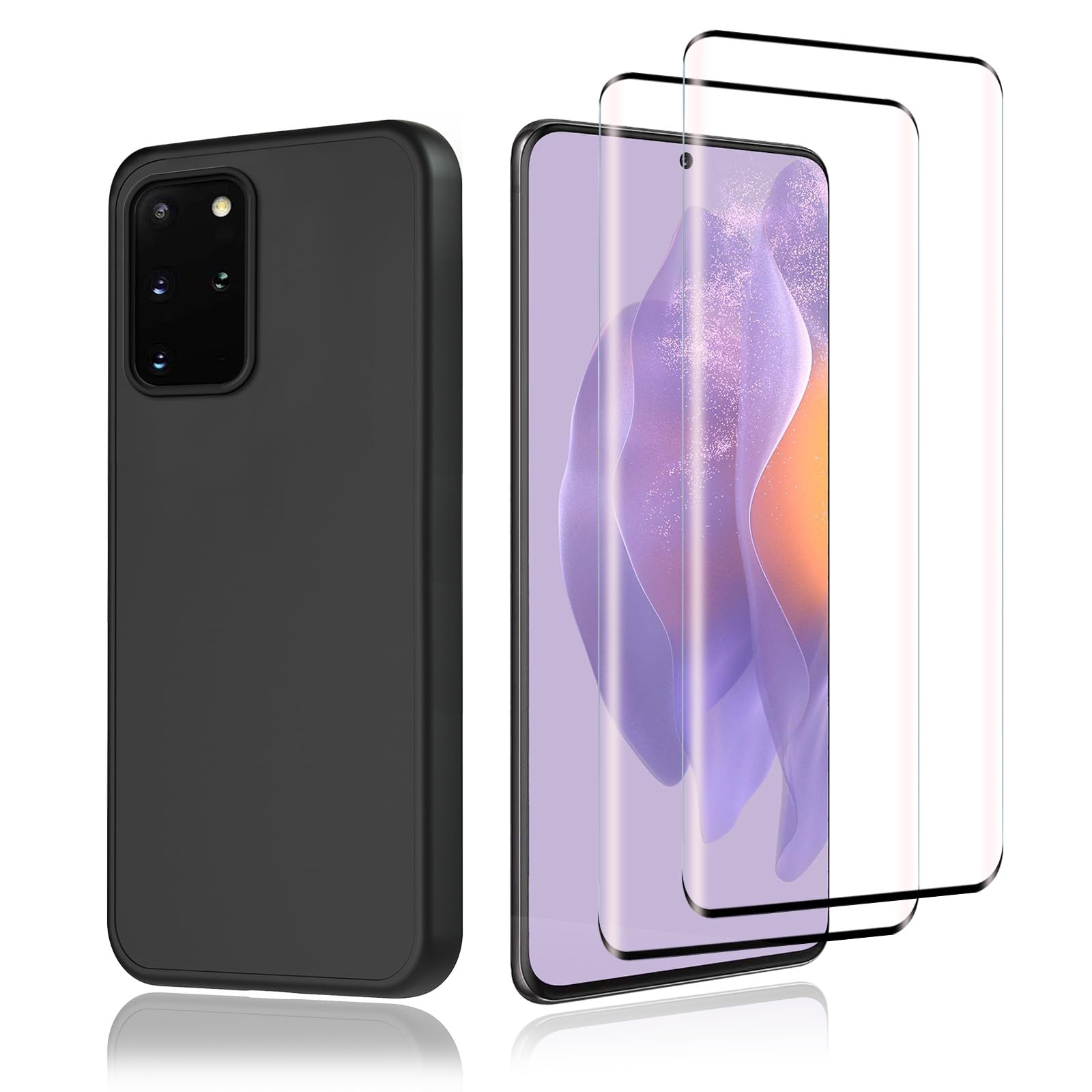 Agedate3-in-1 Case/Tempered Glass for Samsung Galaxy S21, [Pack of 2 Tempered Glass + 1 Mobile Phone Case] 9H Hardness Tempered Glass Film, Shockproof, Waterproof and Resistant to Fingerprints,