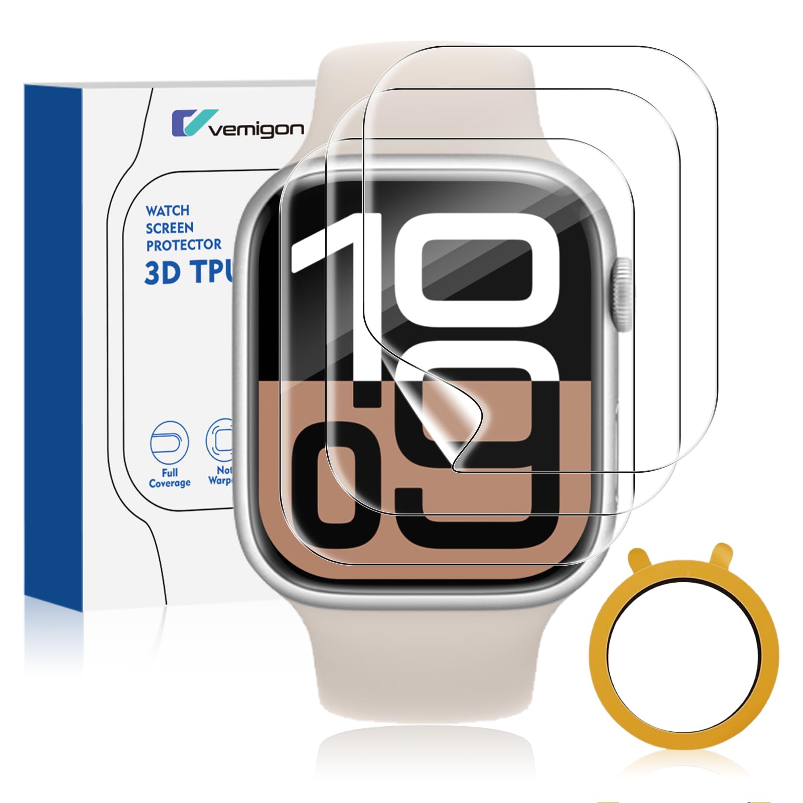 VEMIGON 3 Pack Screen Protector Compatible with Apple Watch Series 10 42mm, [HD Clear] [Scratch Resistant] [Bubble Free] [Easy Installation] Ultra-thin TPU Flexible Soft Film [Transparent] -iWatch S10-picture-29