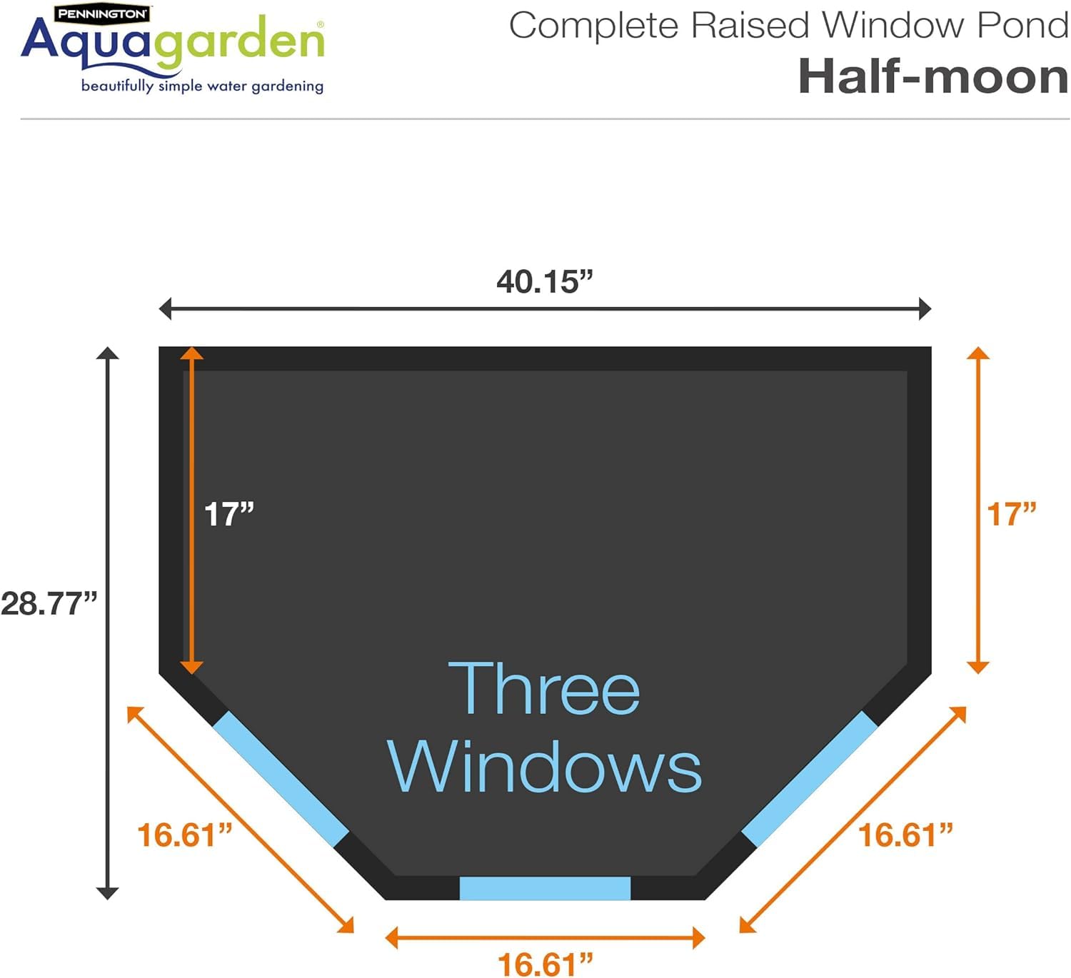 Pennington Aquagarden, Affinity Half-Moon niet-staande vijver, waterpartijzwembad, inclusief Inpond 5 in 1 300 vijver en waterpomp met UV- zuiveraar, 89 gallon terrasvijver, drie fonteindisplays, mokka
