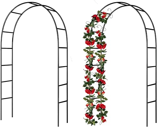 Miniatura 1 de Pérgola de metal de 7.9 pies de alto x 4.6 pies de ancho, se monta libremente 3 tamaños, para varias plantas trepadoras, bodas, jardín, arco,