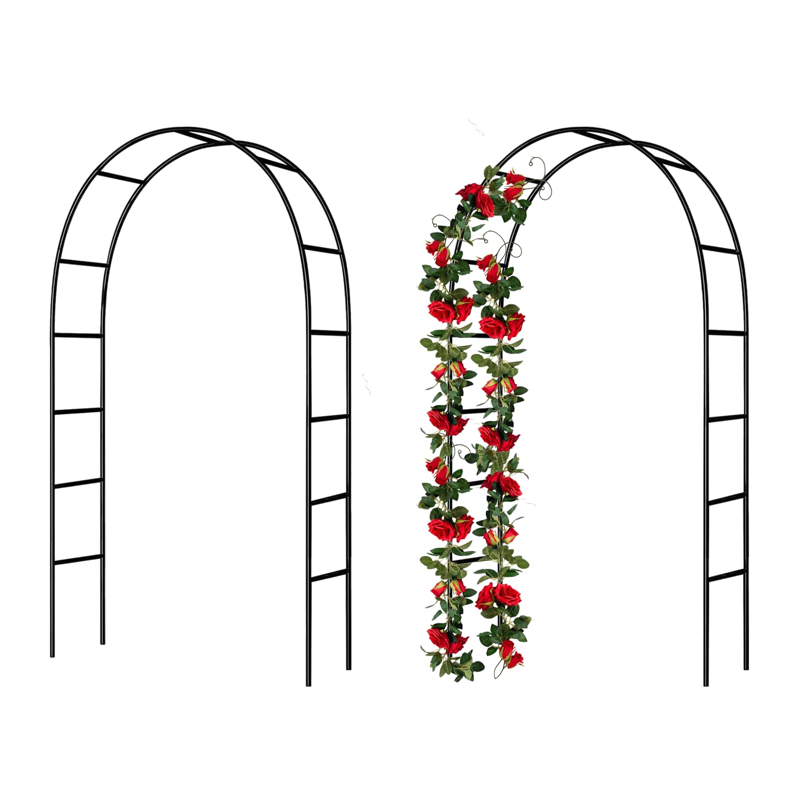 7.9 Ft H x 4.6 Ft W 2 Pack Metal Pergola Arbor,Assemble Freely 3 Sizes,for Various Climbing Plant Wedding Garden Arch