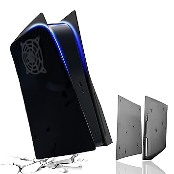 Frusde for PS5 Plates Black, Hard Shockproof PS5 Faceplates for PS5 Console, ABS Anti-Scratch Dustproof Cover PS5 Replacement Cover PS5 Shell Plates for PS5 Console Disc Edition - Translucent Black