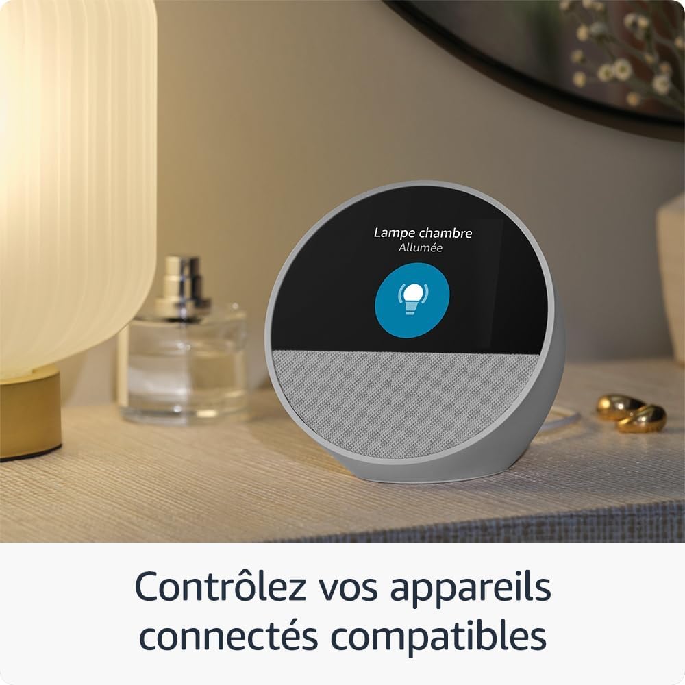 Amazon Echo Spot (Nouvelle génération) | + OSRAM SMART+ Prise intelligente avec Matter, Fonctionne avec Alexa - Kit de démarrage Maison connectée
