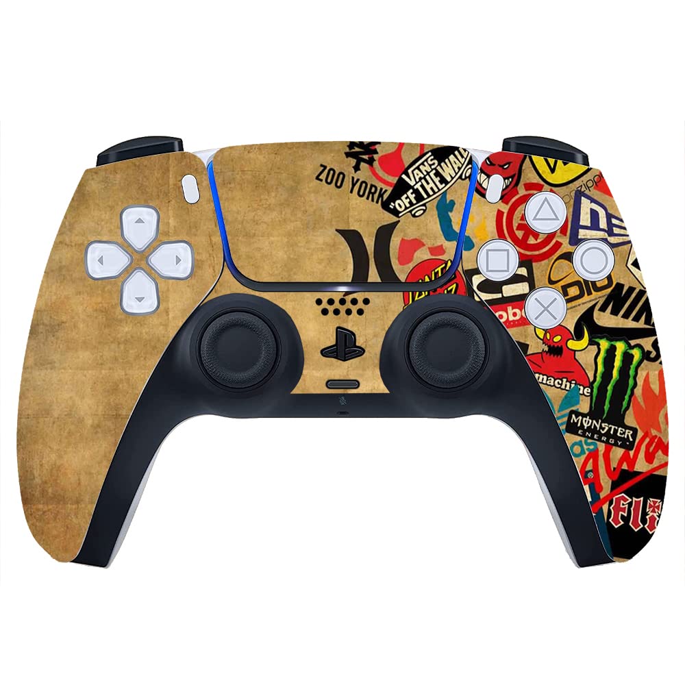 Printed Vinyl Decal Sticker Skin for Sony Playstation 5 PS5 Controller Only - Skateboard Logos