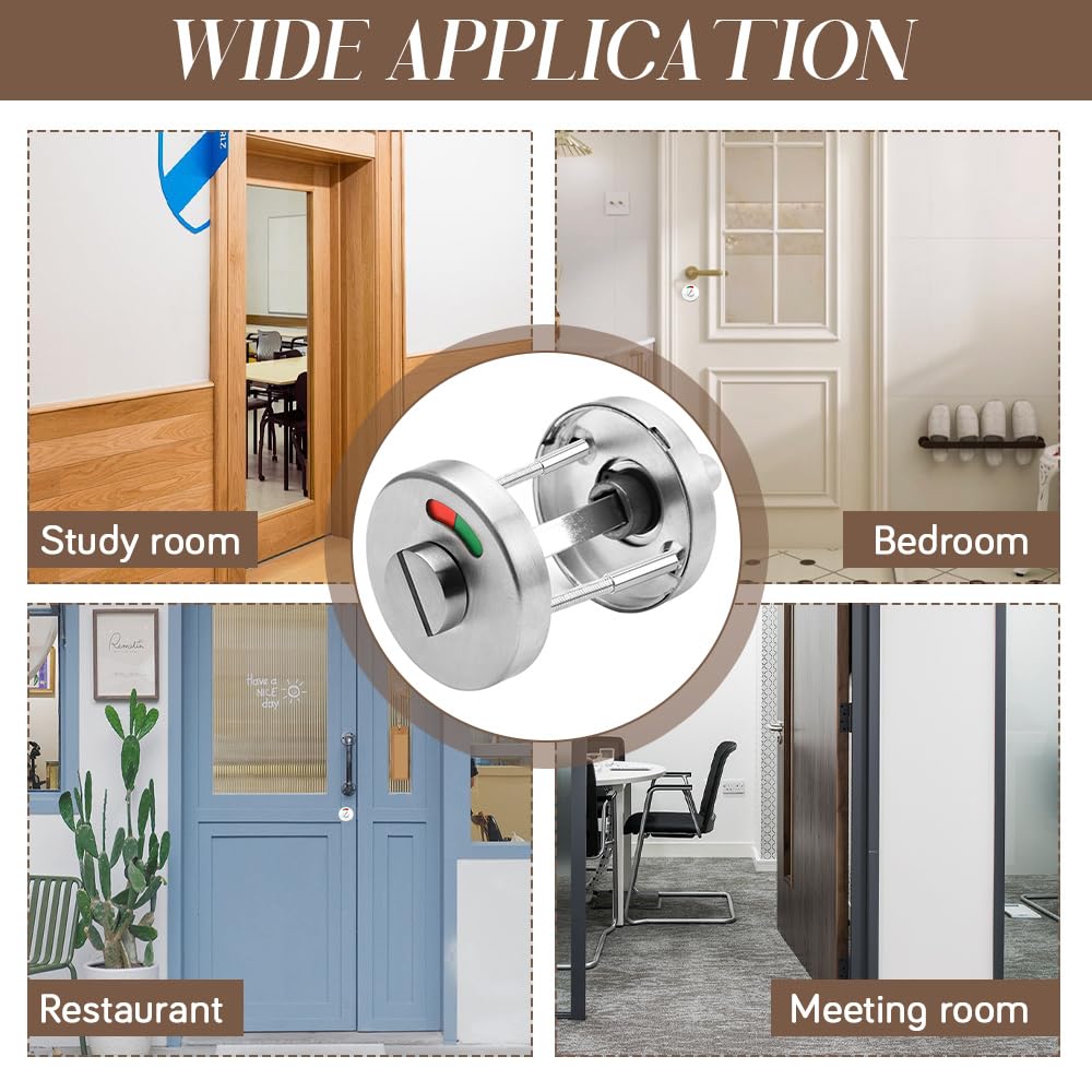 Rosetta per WC con Indicatore di Occupazione, in Acciaio Inox, Chiavistello Girevole per Serratura Porta, Rosetta WC con Indicatore di Occupazione, per Porta WC, Bagno e Porta