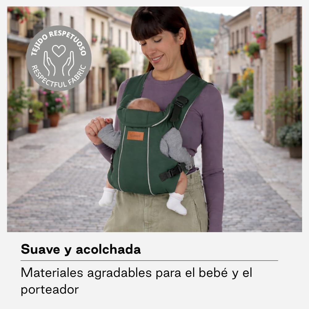 Jané Dual, nosidełko dla niemowląt, ergonomiczny plecak dla niemowląt, do 15 kg, 3 pozycje, oddychający i wyściełany, zielony