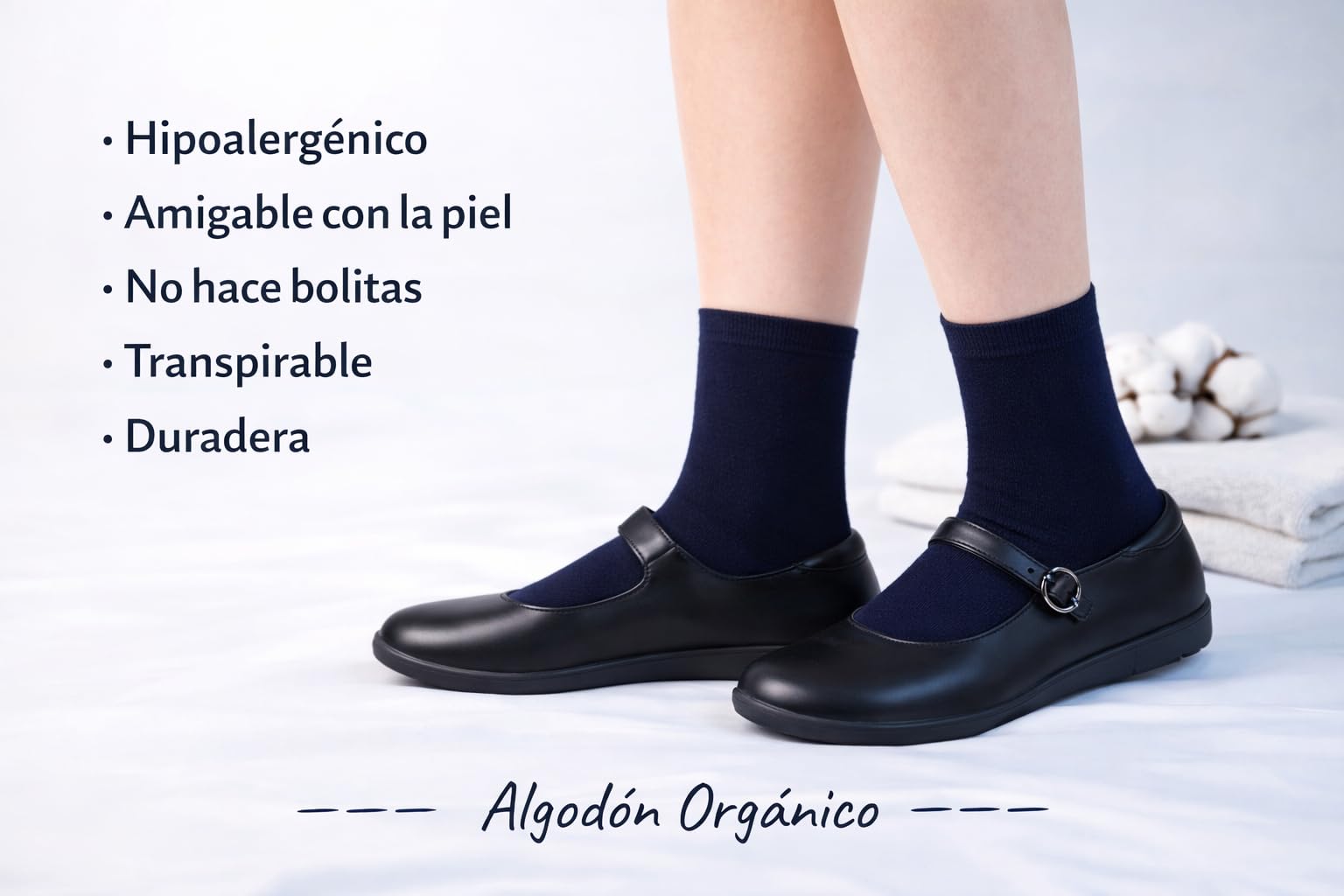 CYS Calcetines 6 Pares Cortos Colegio Uniformes Escolares Alto Algodón Para Niños Niñas Infantiles Pack de 6 Pares