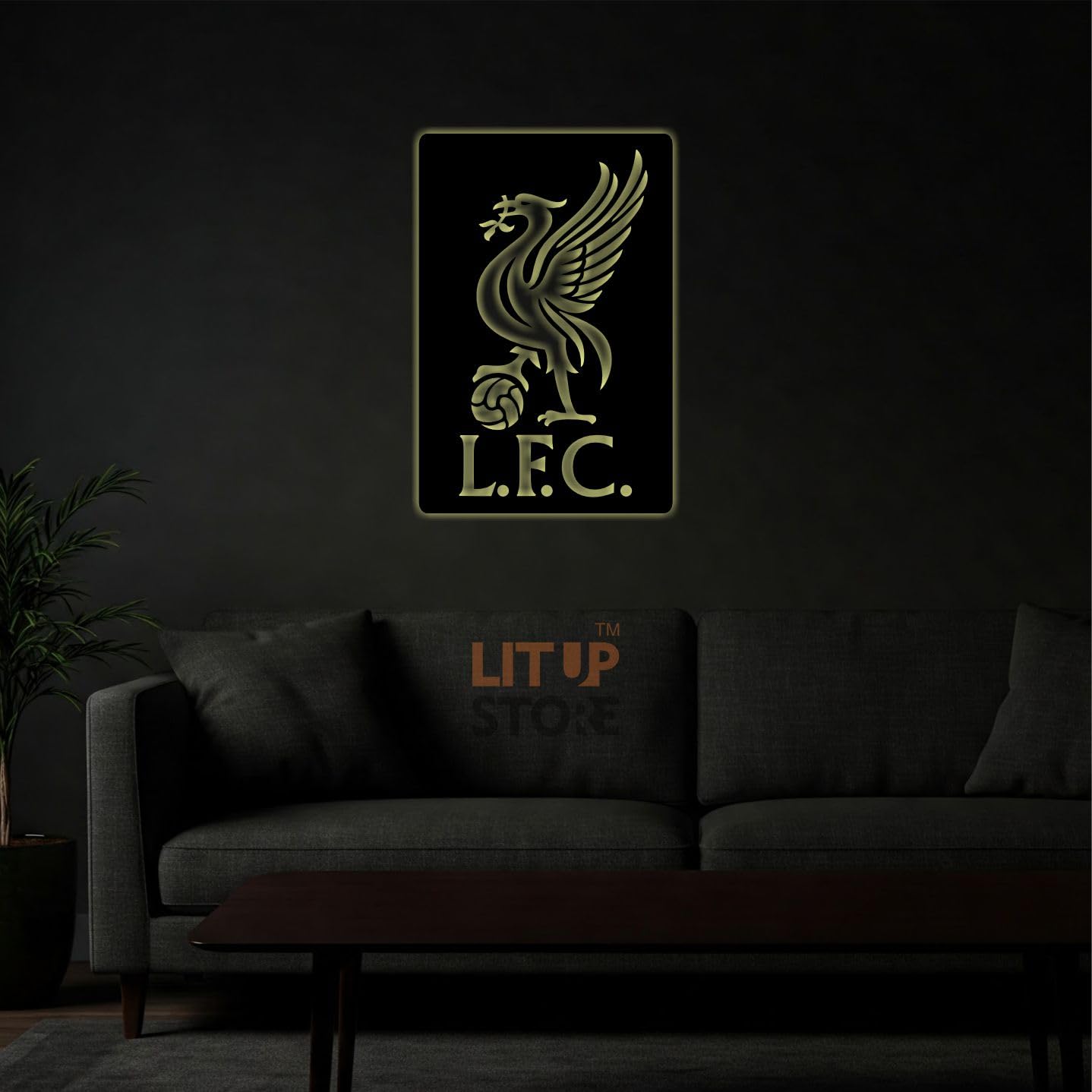 Litup_store Football Club Backlit LED Logo Wall Hanging with Remote Control | Home Decor | Living Room | Study Room | Mutlicolour (12x12)