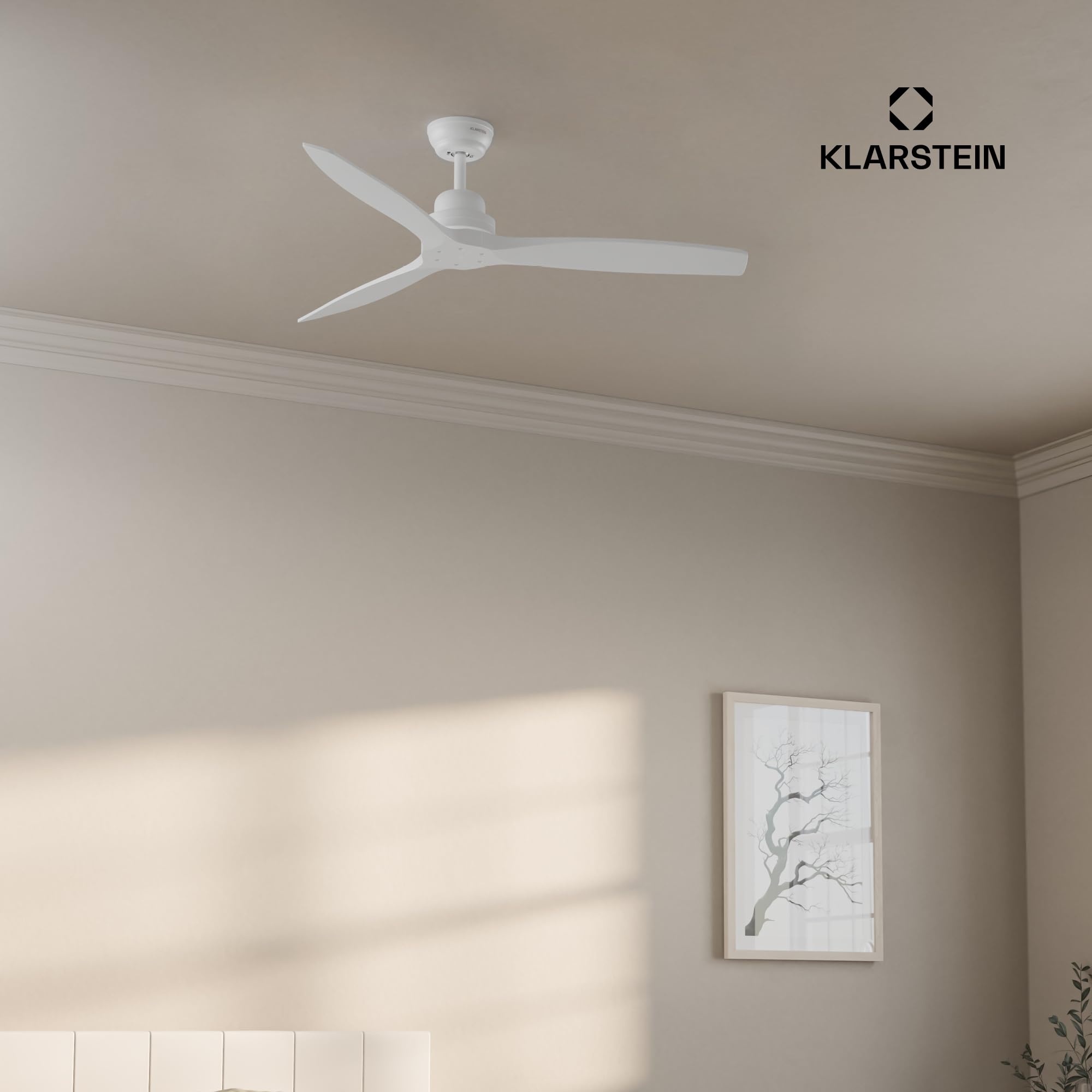 Klarstein Santa Elena Deckenventilator – Smart App & Fernbedienung, 6 Geschwindigkeiten, 132 cm, Leiser Betrieb, Sommer & Winter Modus, 10260 m³/h, Modernes Design, Weiß