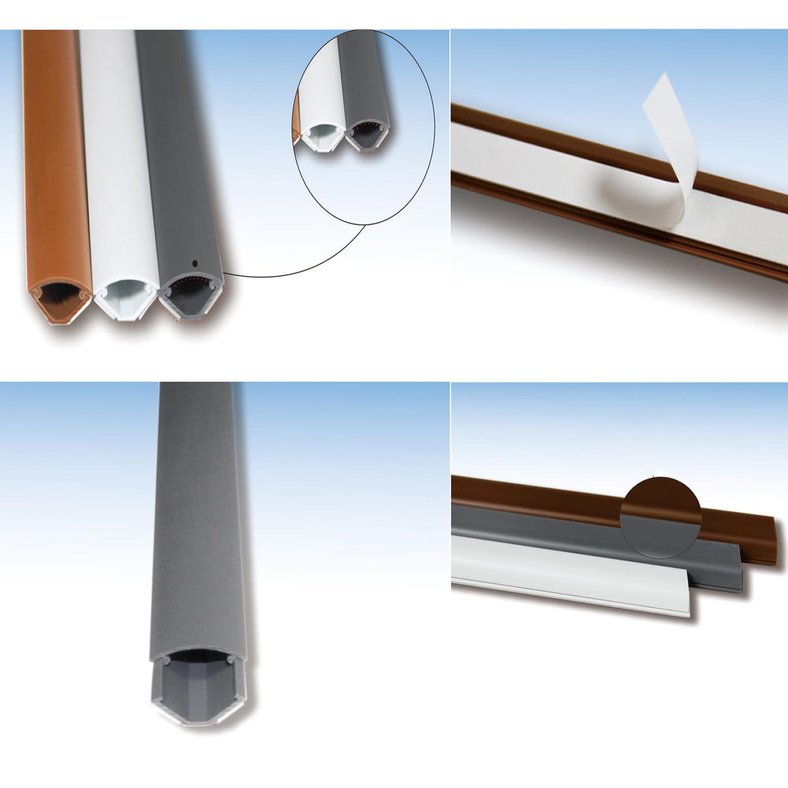 Canalina for cavi elettrici da 2 pezzi, kit di canaline for cavi, nascondicavi for angoli cavi, nascondicavi for pareti, for uffici, soggiorni, sale riunioni e altri ambienti(Brown,2#)