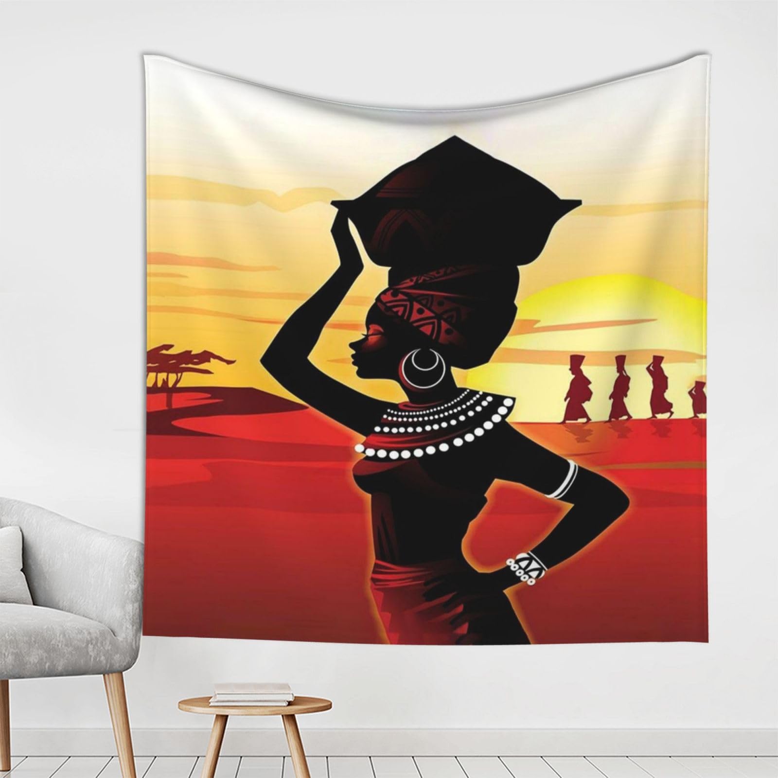 Tenture Murale / Tapis Afrique - 140 X 58 Cm - Tapisserie Décorative Vintage