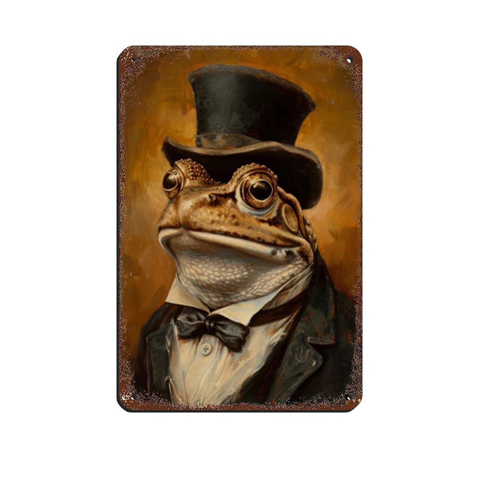 Lxwnze 20L X 30W Cm Vintage Frog Portrait, Art Poster Tin Sign Vintage Metal Pub Club Cafe Bar Home Wall Art Decoration Poster Retro 8X12inch(20X30cm)