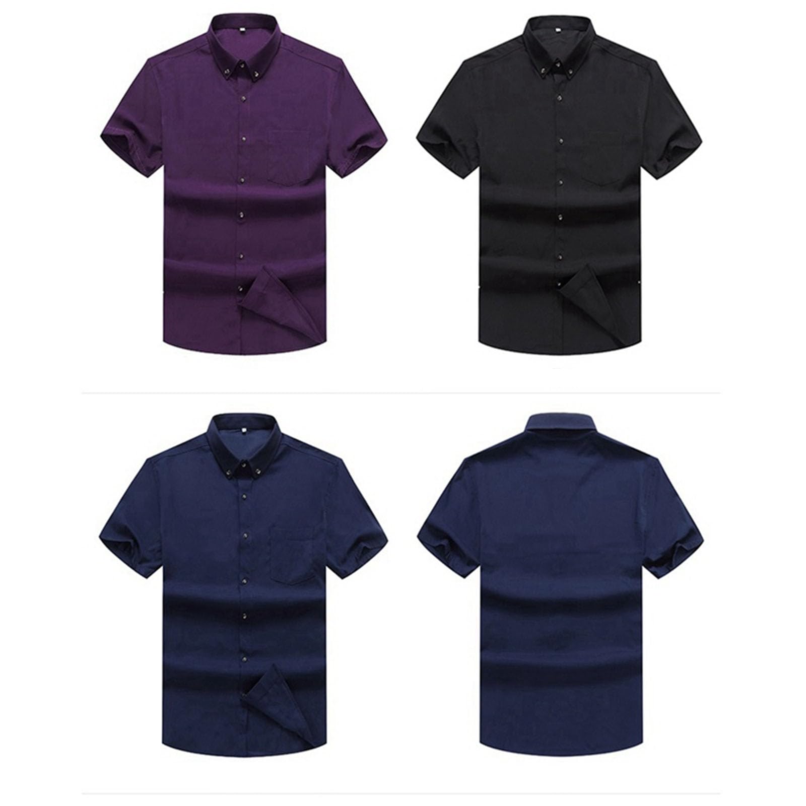 Camisas de vestir de boda para hombre, manga corta, talla grande, formal