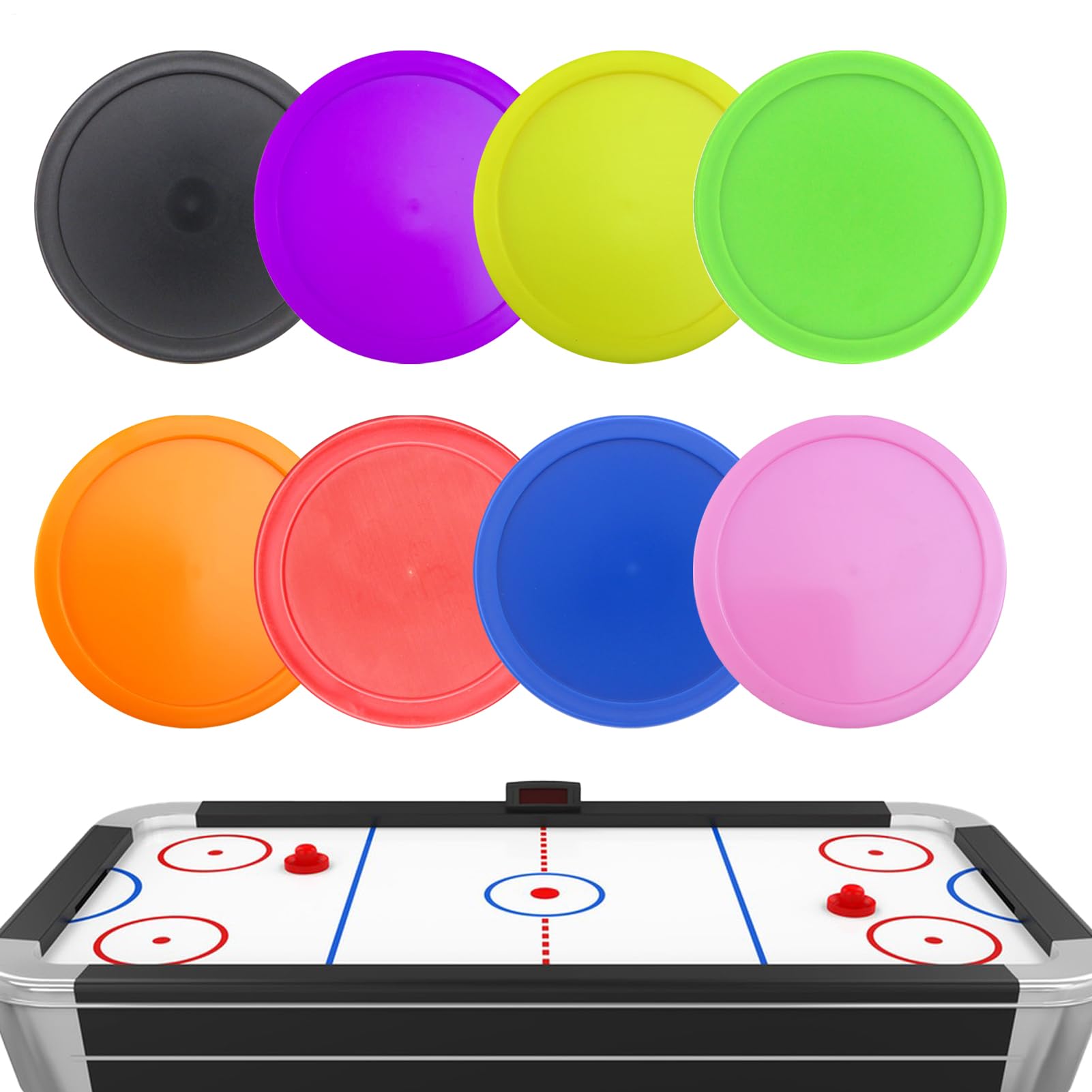 Palets de hockey pneumatique – Lot de 8 petits palets de rechange pour tables de Air Hockey | Matériau ABS robuste avec design coulissant lisse pour jeux d'arcade, table à domicile et jeux récréatifs